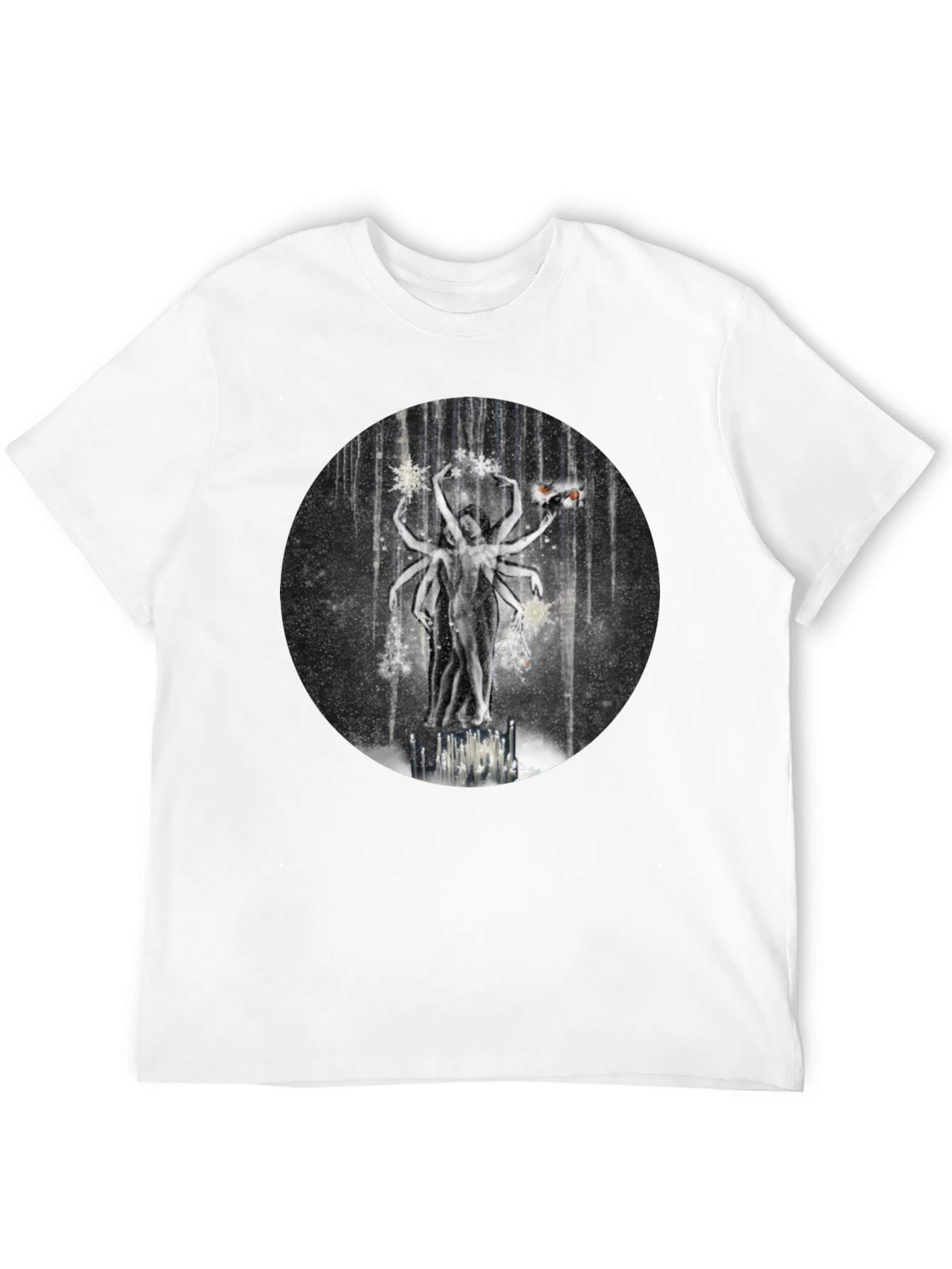 Surreal Multi-Armed Figure Black T-Shirt