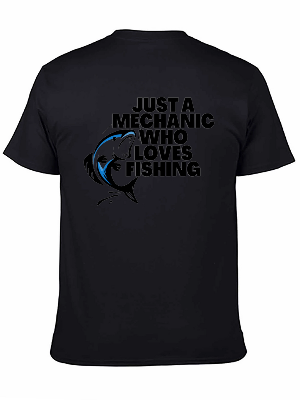 Mechanic Who Loves Fishing Black Graphic T-Shirt