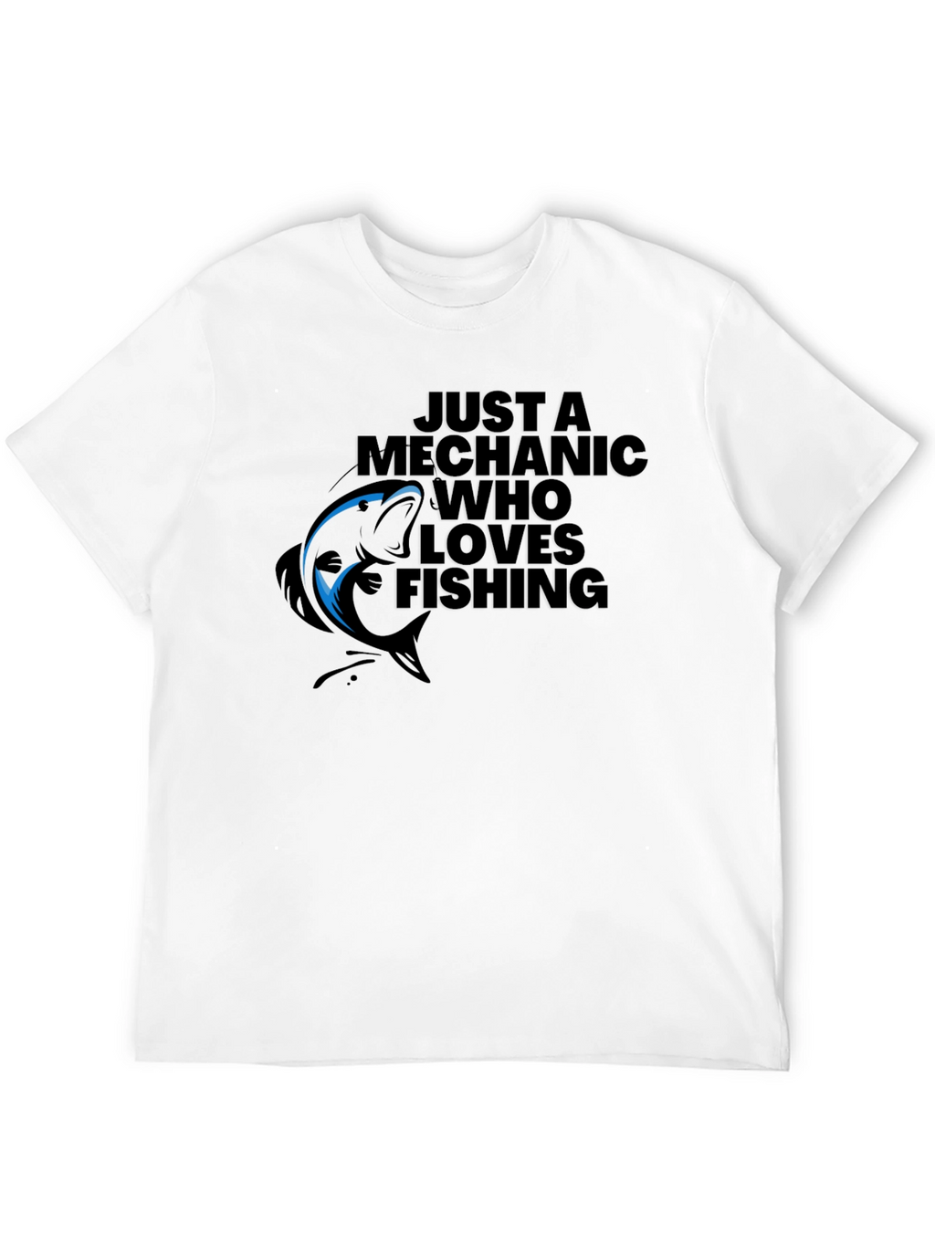Mechanic Who Loves Fishing Black Graphic T-Shirt