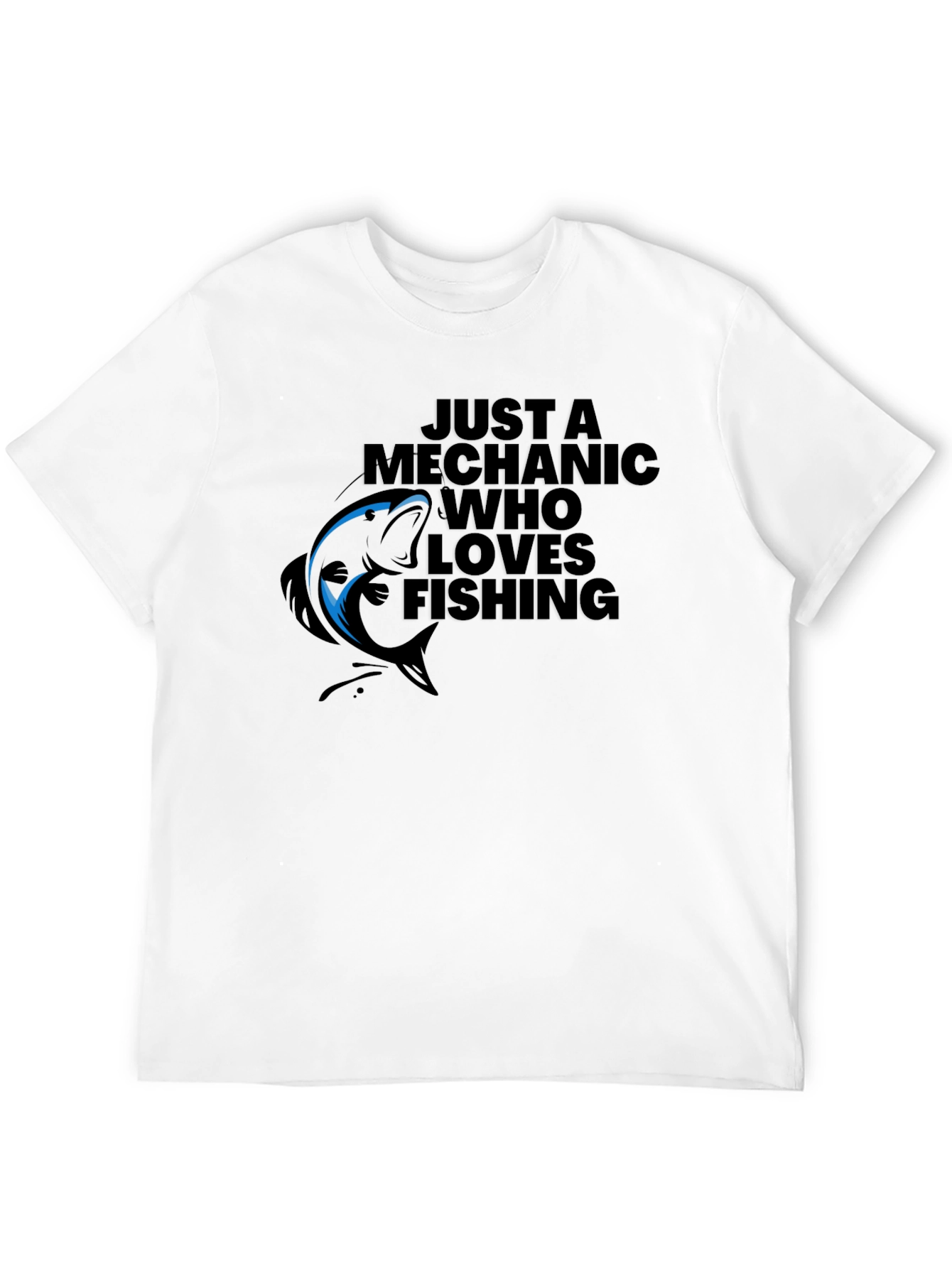 Mechanic Who Loves Fishing Black Graphic T-Shirt