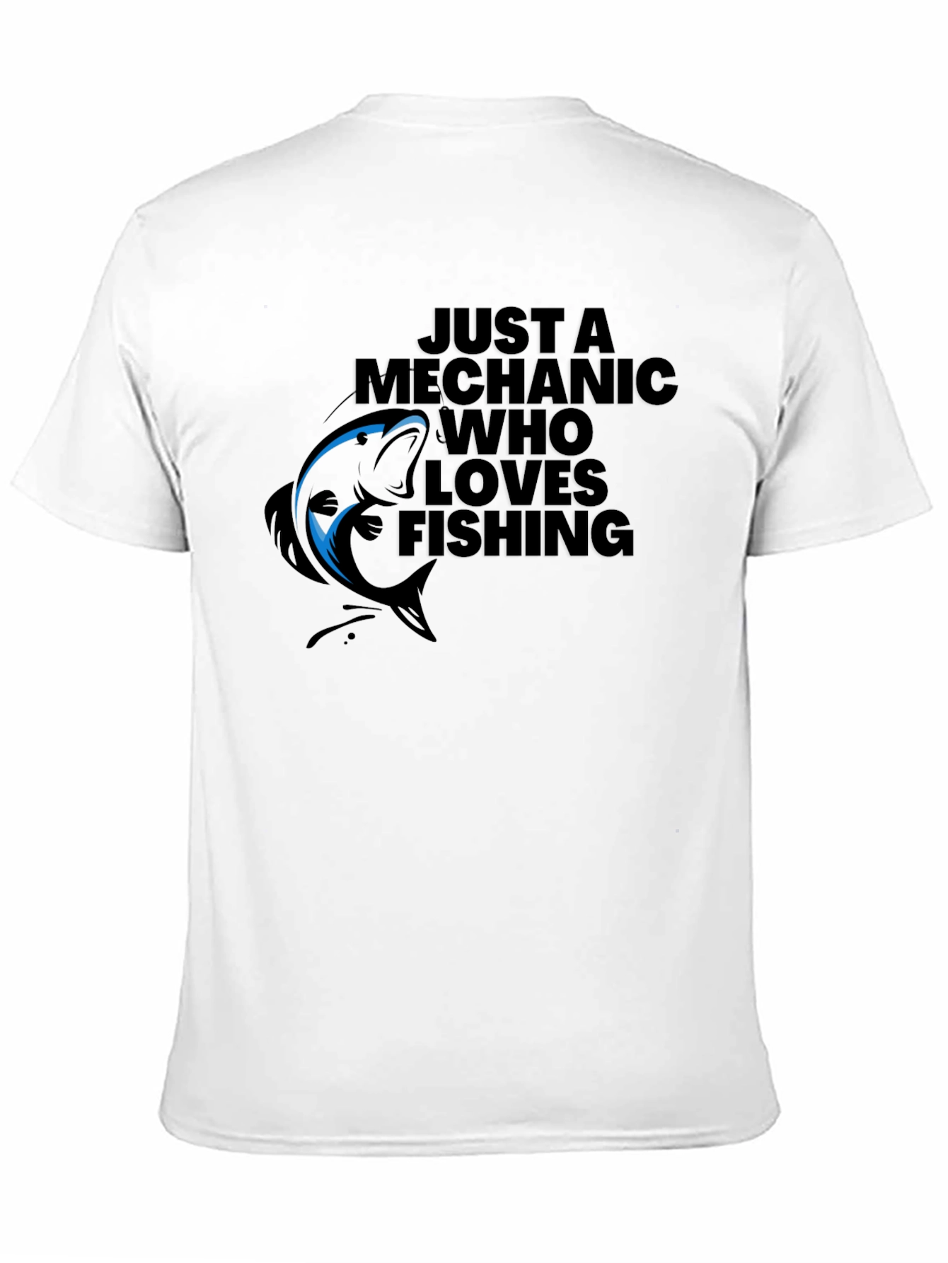 Mechanic Who Loves Fishing Black Graphic T-Shirt