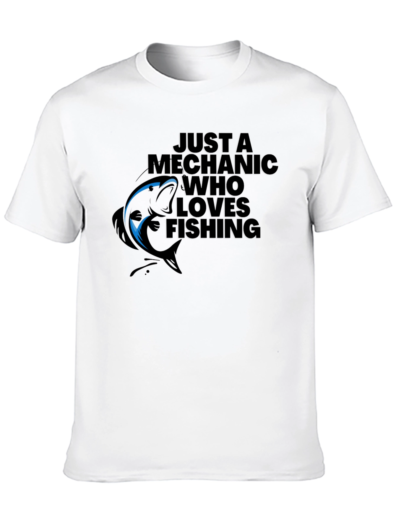 Mechanic Who Loves Fishing Black Graphic T-Shirt