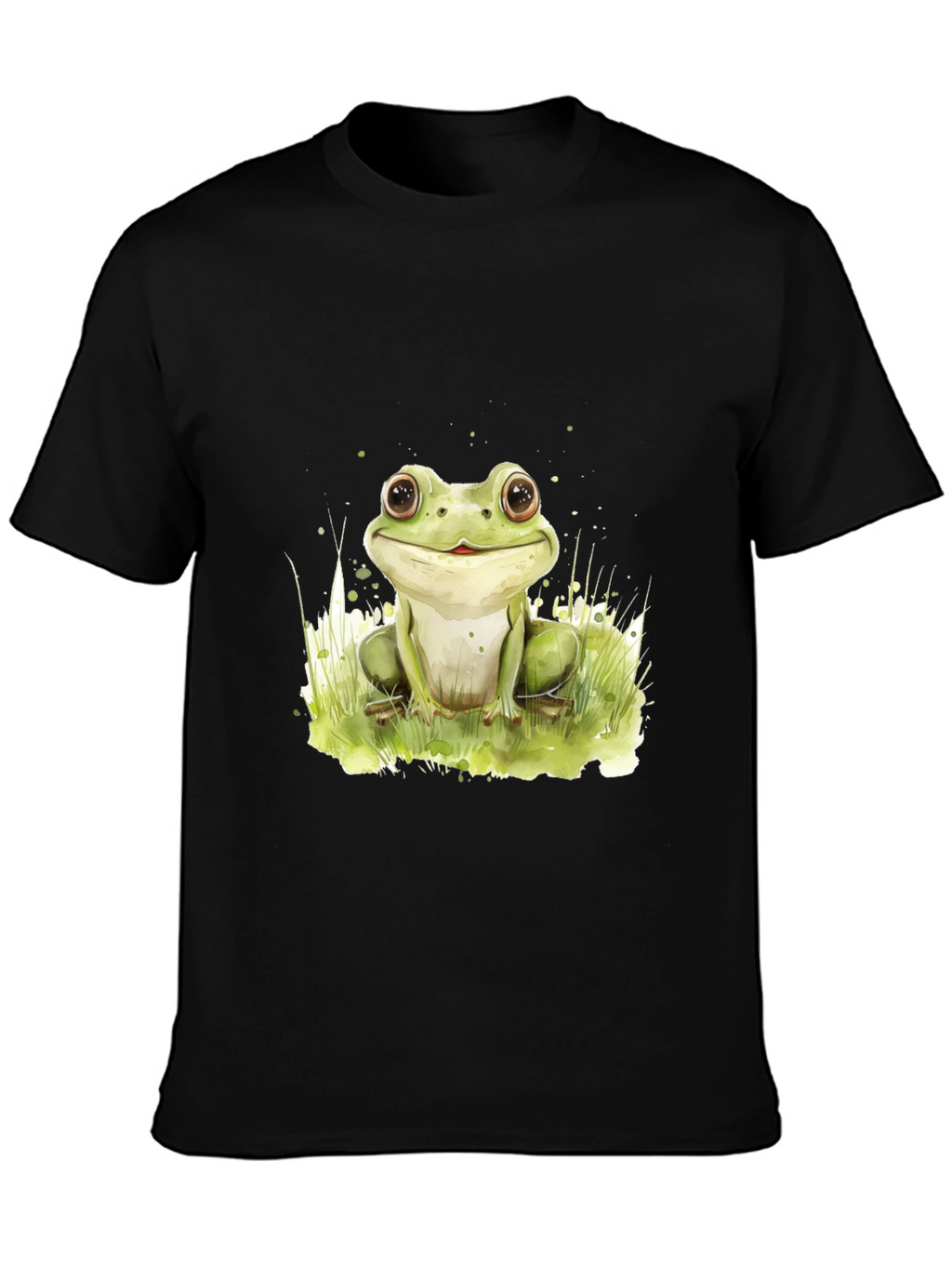 Cute Frog Graphic Black T-Shirt
