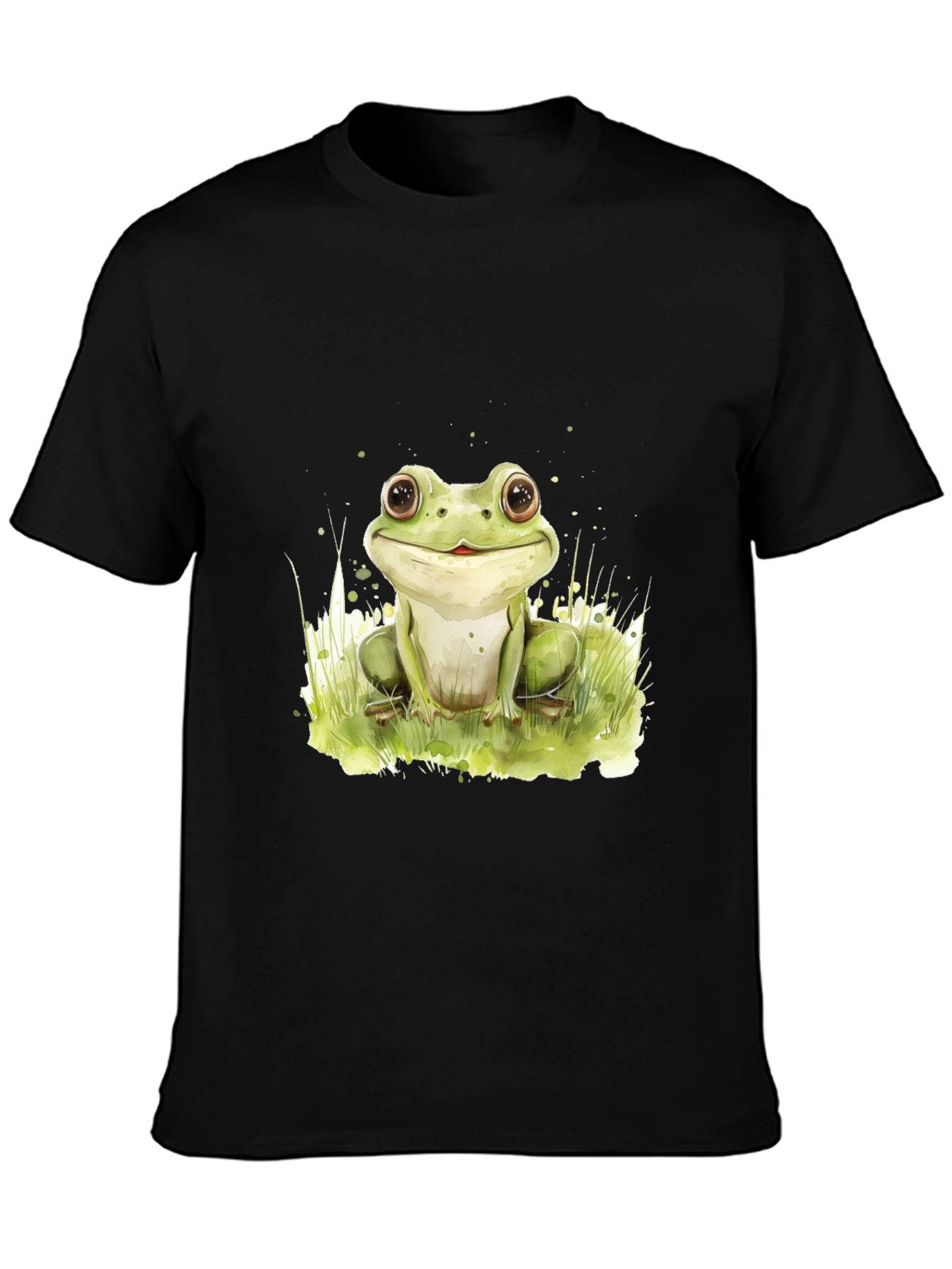Cute Frog Graphic Black T-Shirt