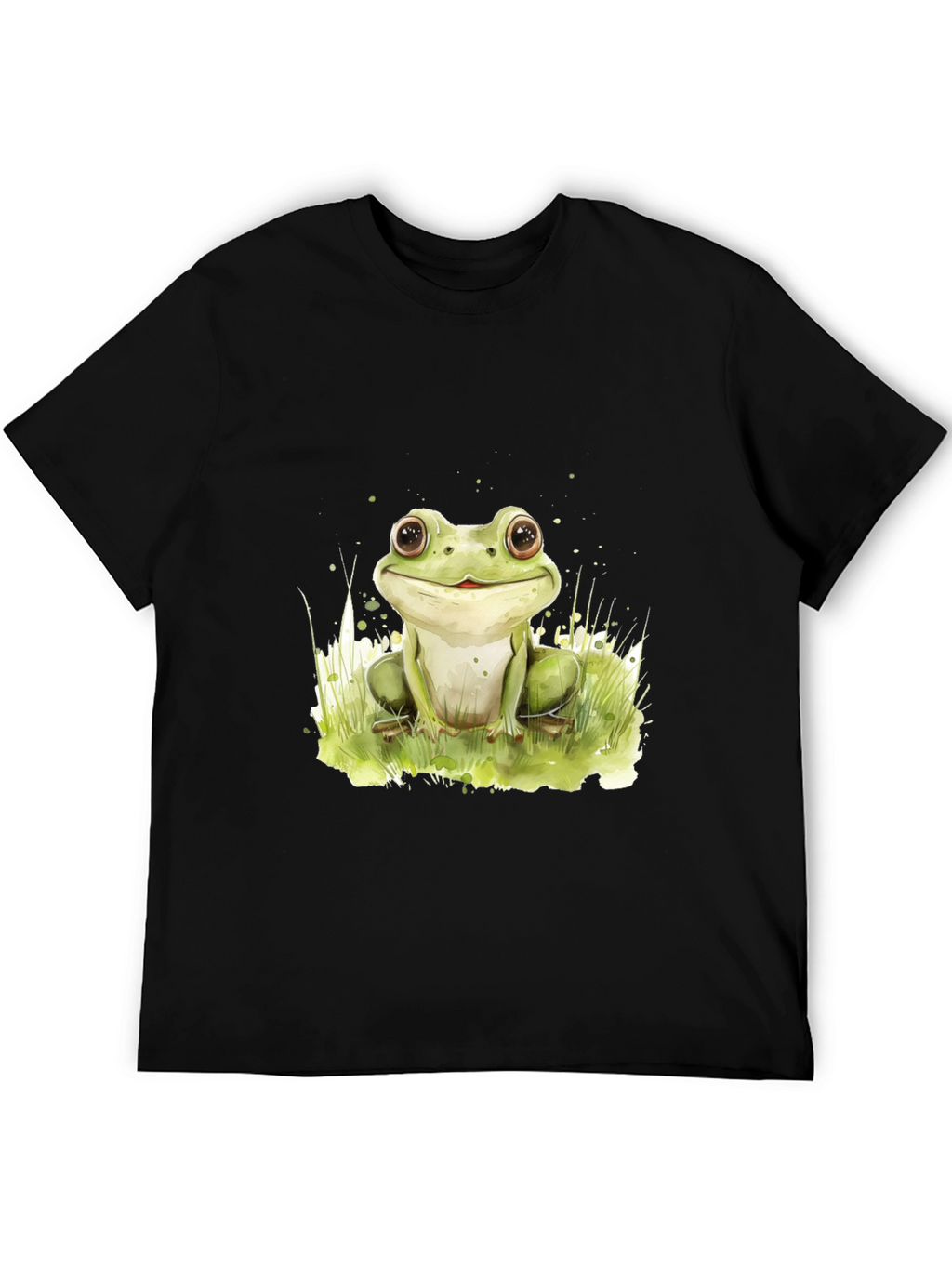 Cute Frog Graphic Black T-Shirt