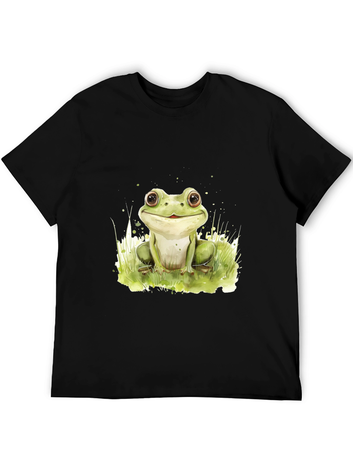 Cute Frog Graphic Black T-Shirt