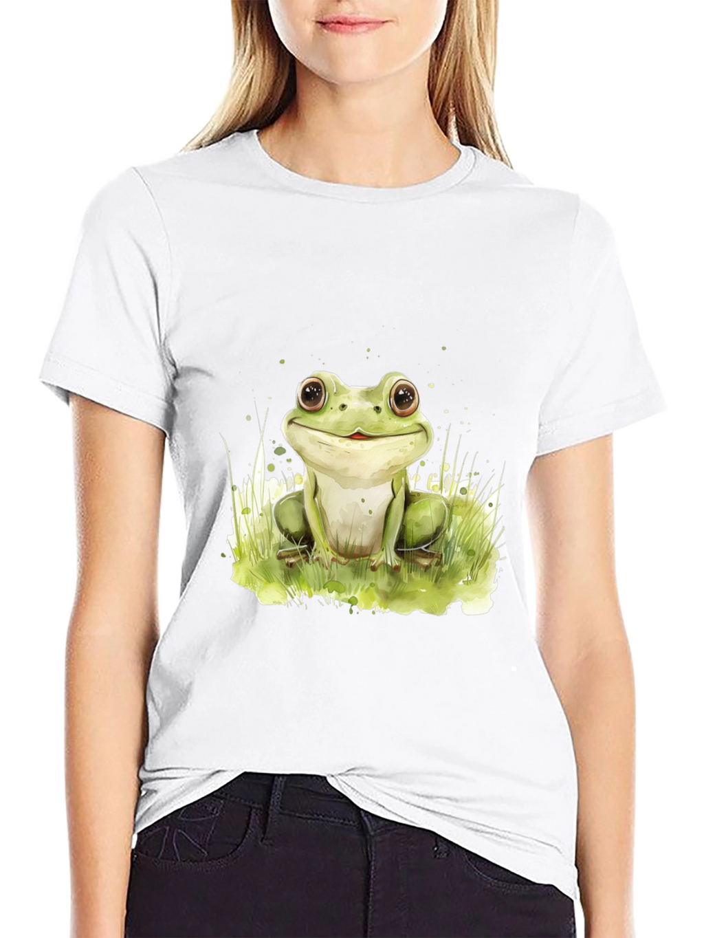 Cute Frog Graphic Black T-Shirt