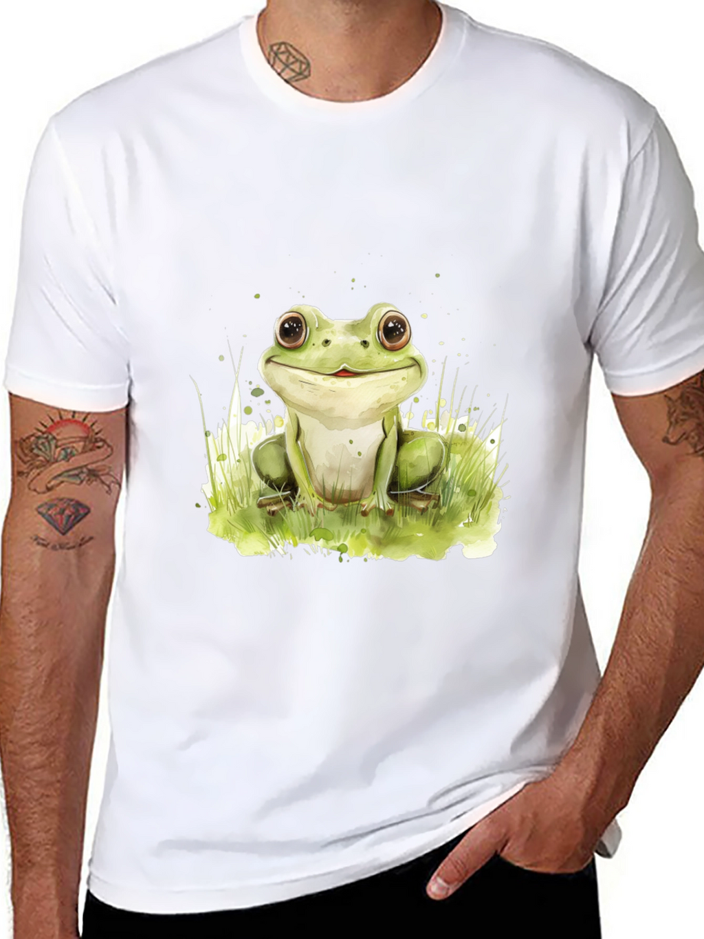 Cute Frog Graphic Black T-Shirt
