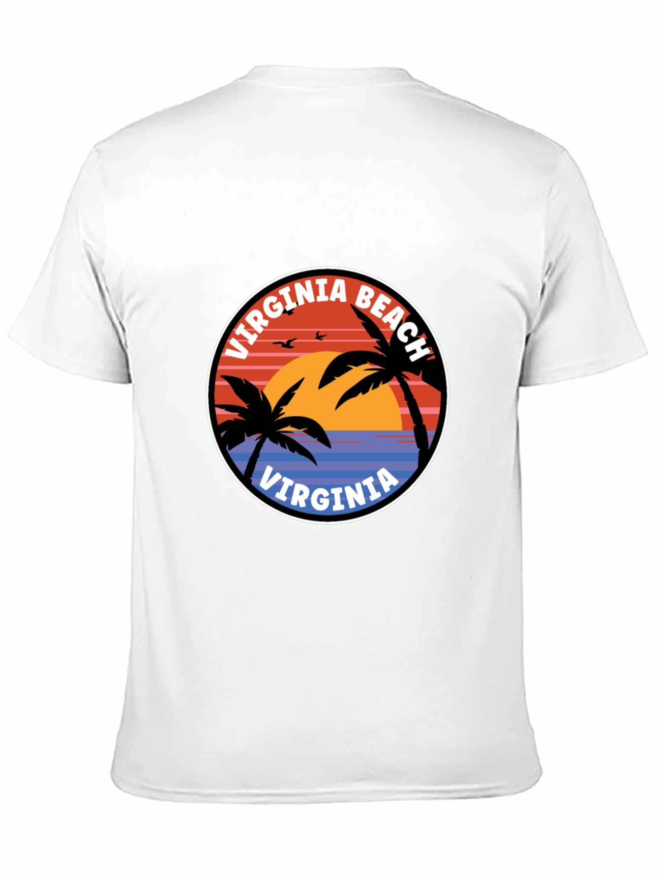 Virginia Beach T-Shirt: Retro Palm Tree Sunset Design