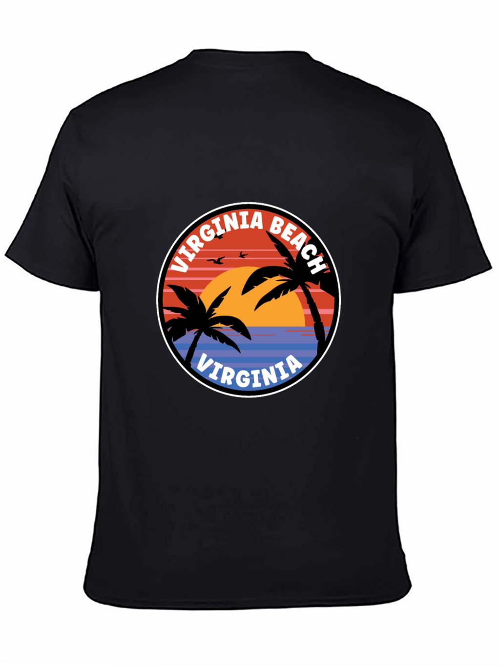 Virginia Beach T-Shirt: Retro Palm Tree Sunset Design