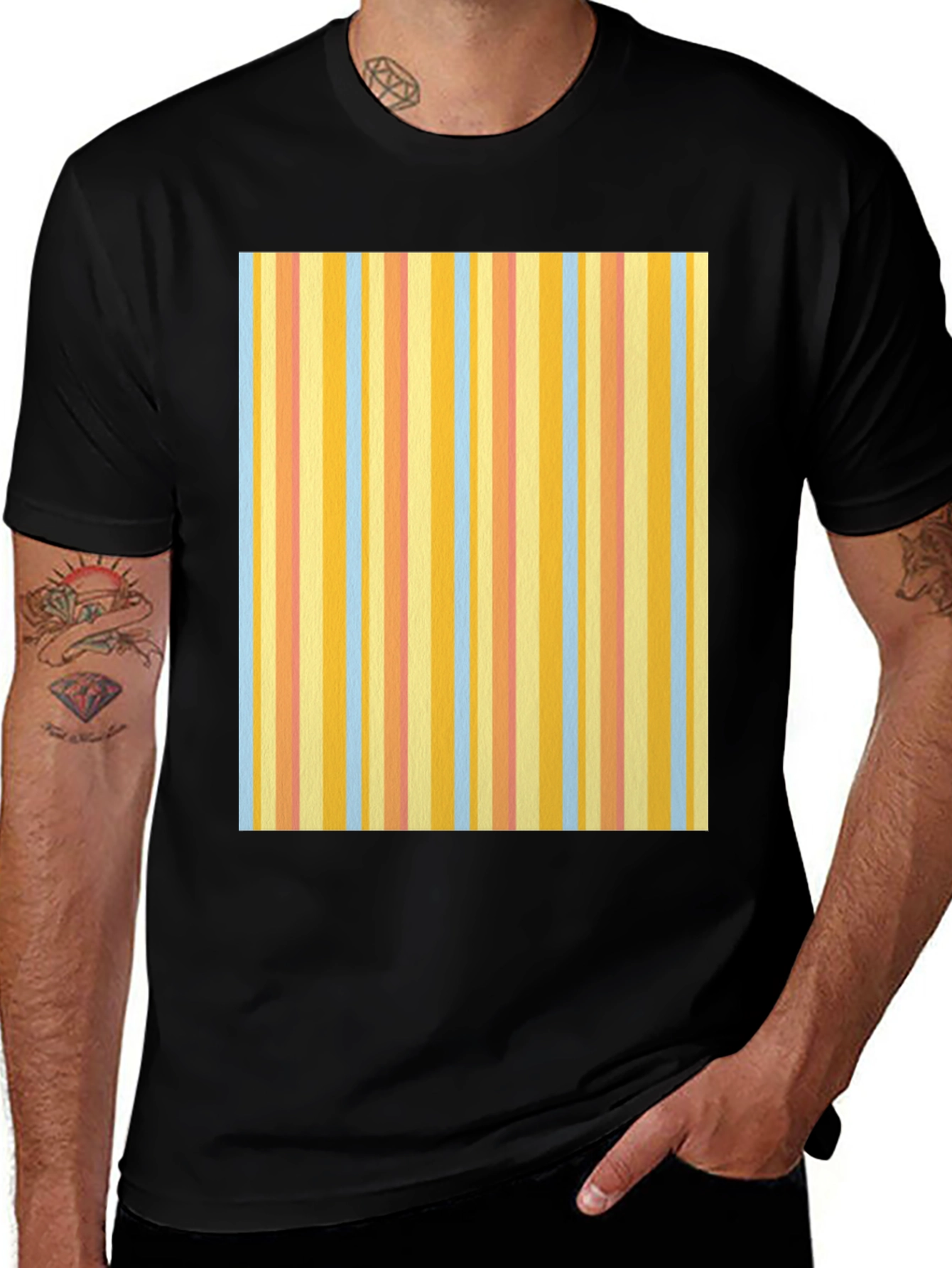Striped Pattern T-Shirt - Casual Cotton Tee