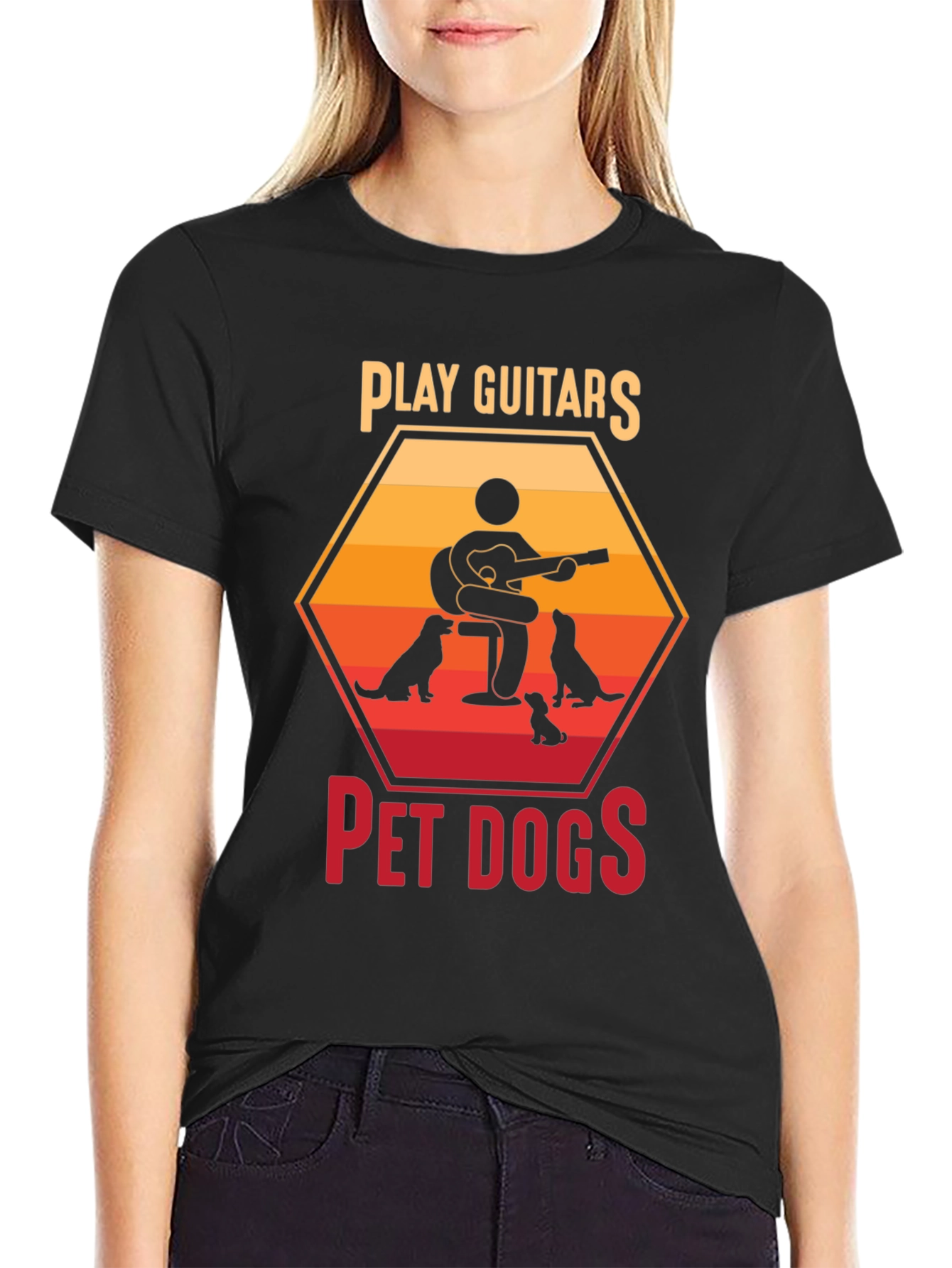 Play Guitars Pet Dogs Graphic T-Shirt