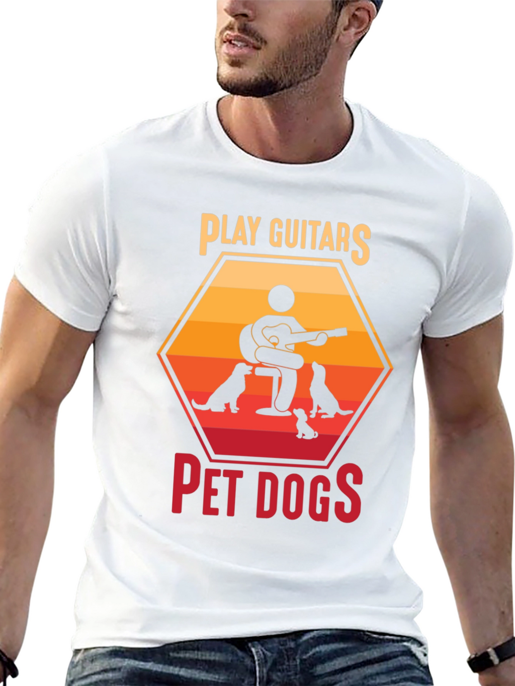 Play Guitars Pet Dogs Graphic T-Shirt