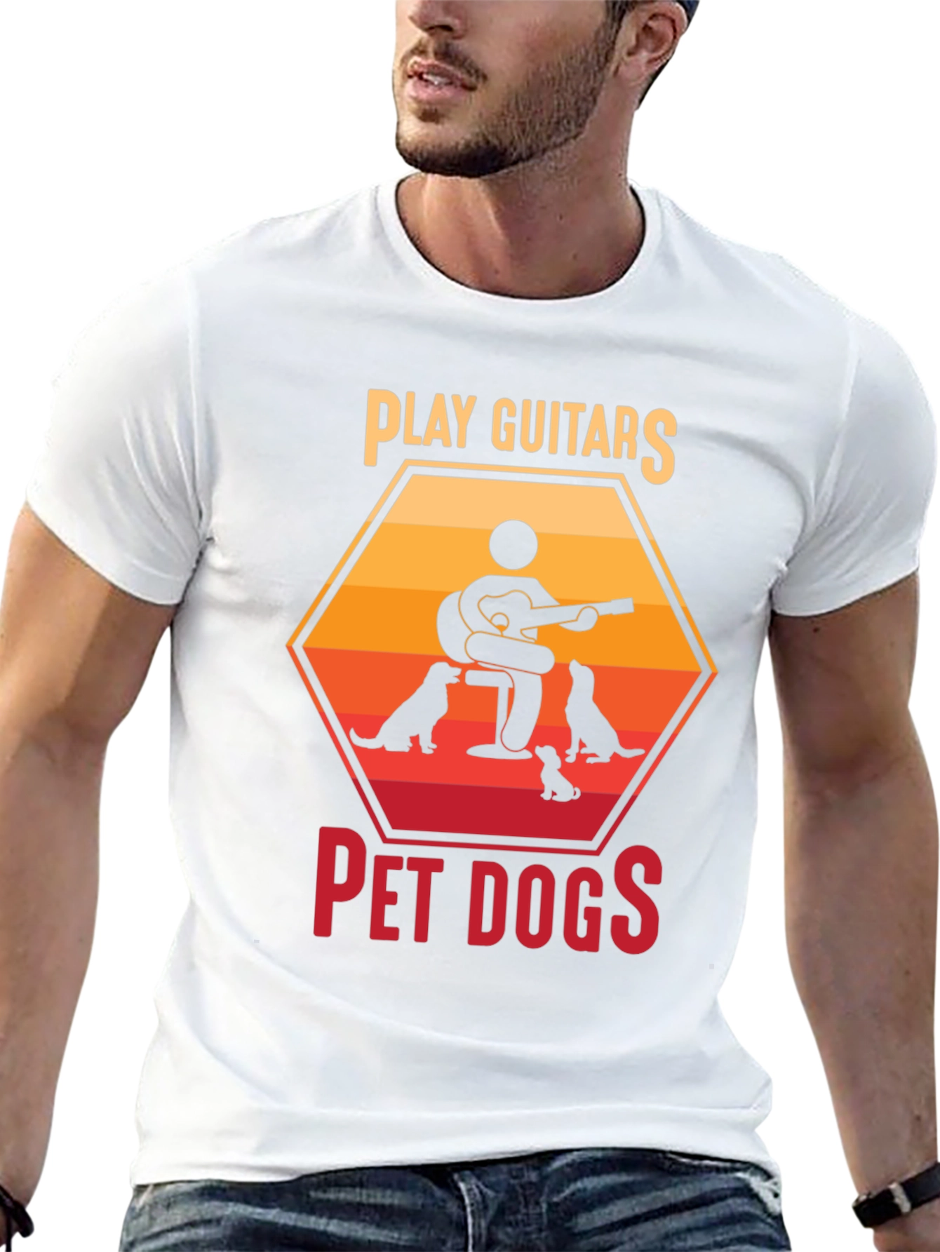 Play Guitars Pet Dogs Graphic T-Shirt