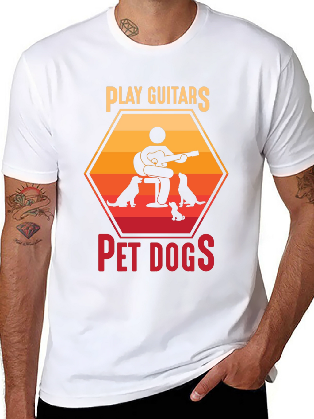 Play Guitars Pet Dogs Graphic T-Shirt