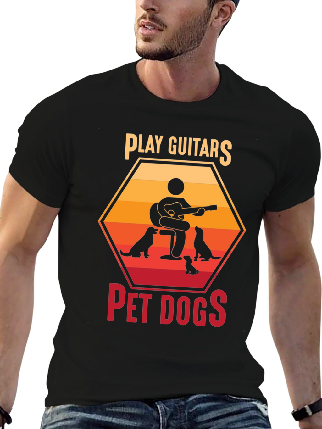 Play Guitars Pet Dogs Graphic T-Shirt