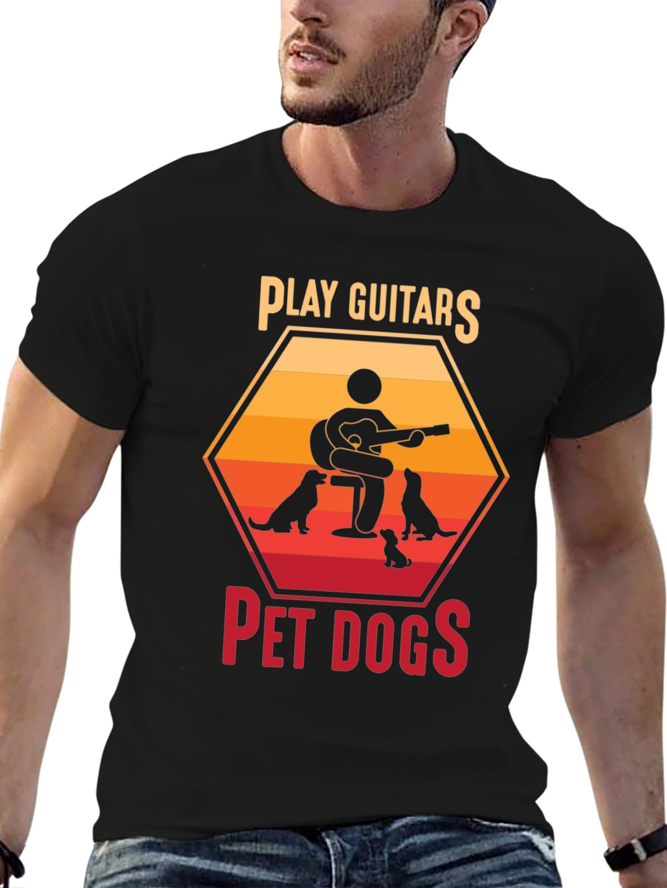 Play Guitars Pet Dogs Graphic T-Shirt