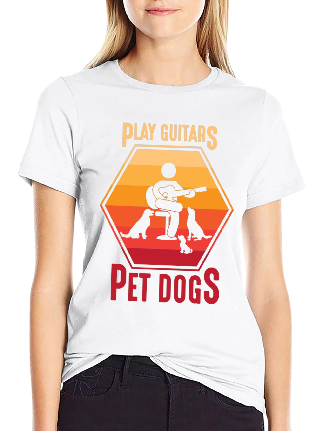 Play Guitars Pet Dogs Graphic T-Shirt