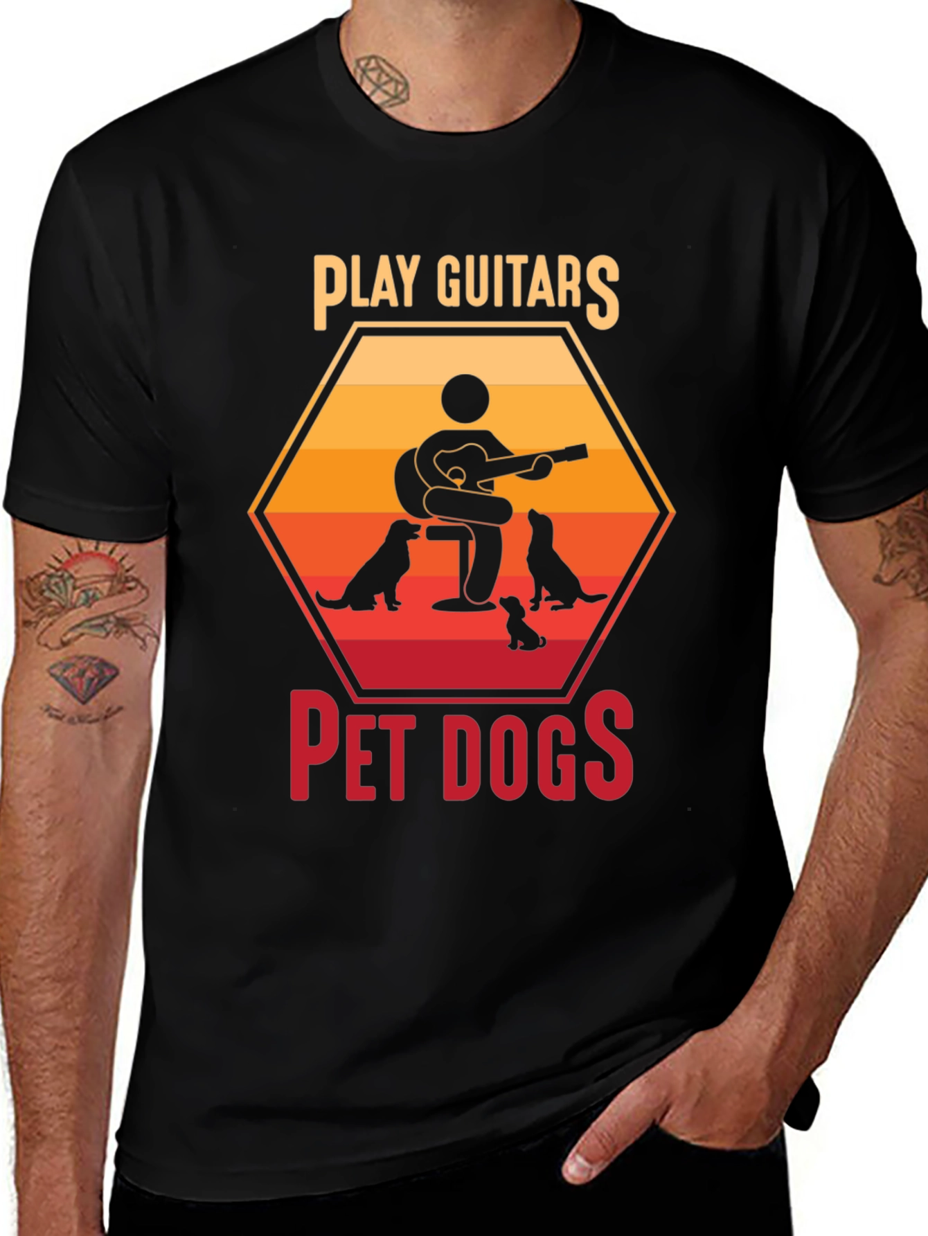 Play Guitars Pet Dogs Graphic T-Shirt
