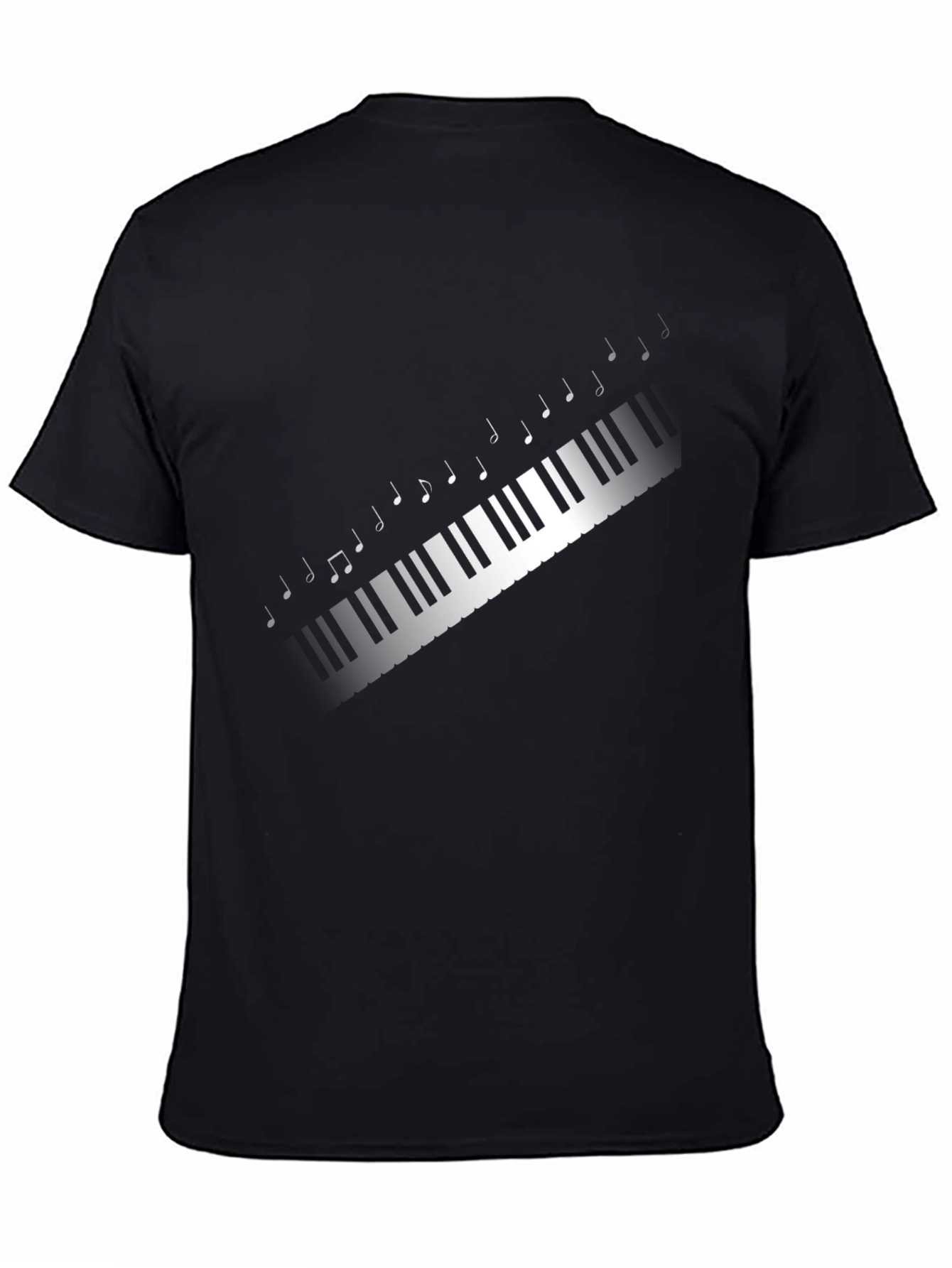 Piano Keys Music Notes Graphic Tee - Black