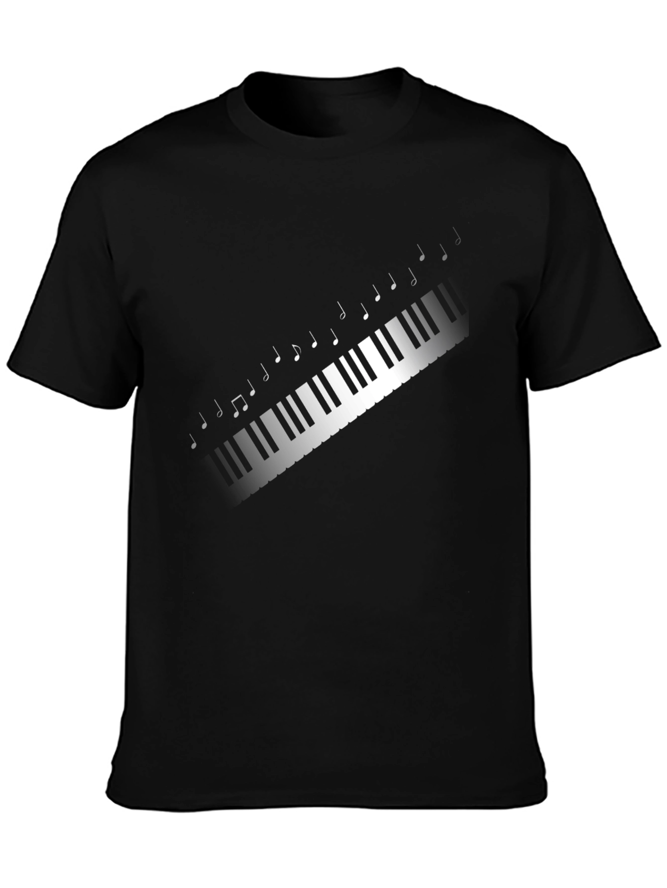 Piano Keys Music Notes Graphic Tee - Black