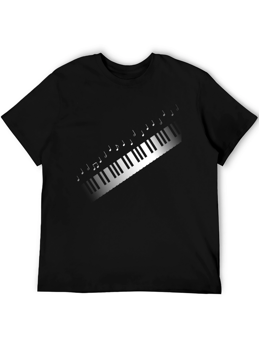 Piano Keys Music Notes Graphic Tee - Black