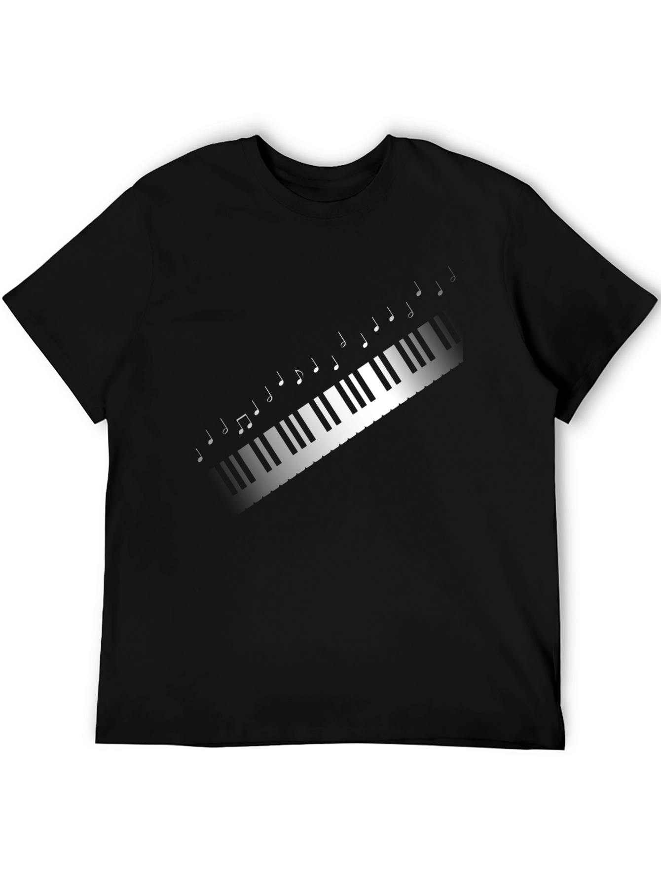 Piano Keys Music Notes Graphic Tee - Black