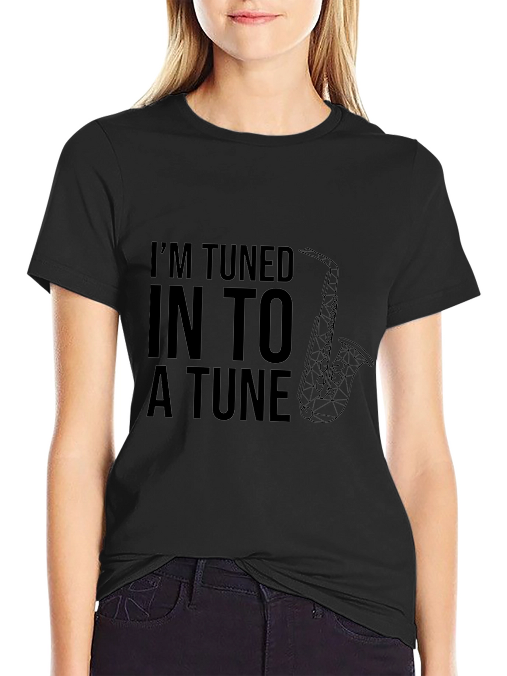 Tuned Into a Tune Saxophone Graphic Tee