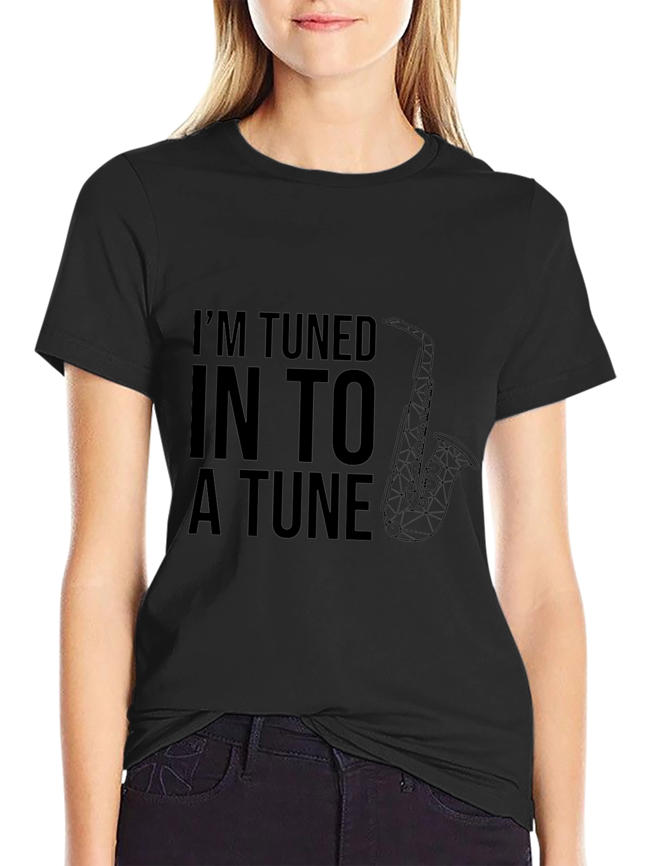 Tuned Into a Tune Saxophone Graphic Tee