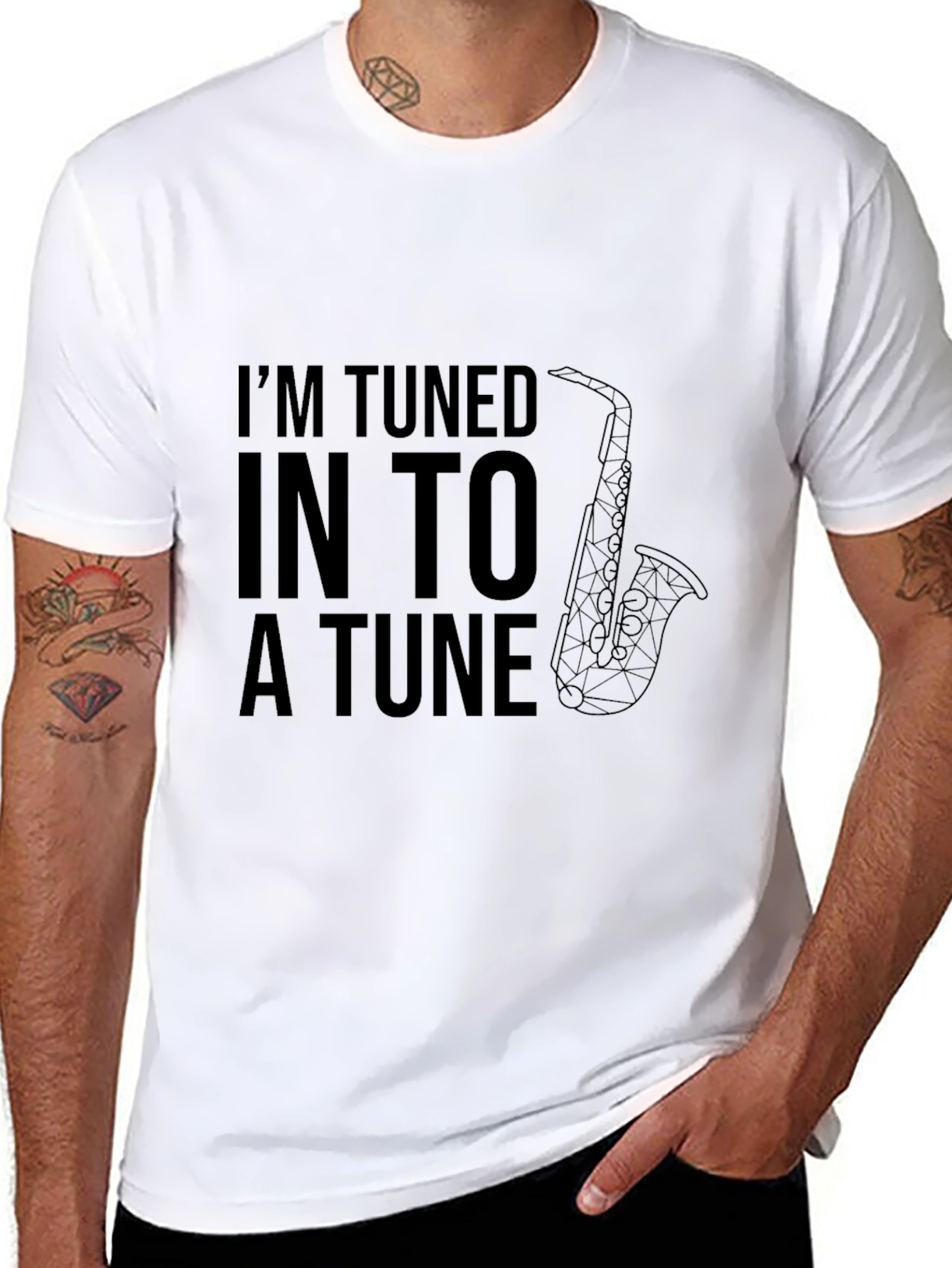 Tuned Into a Tune Saxophone Graphic Tee