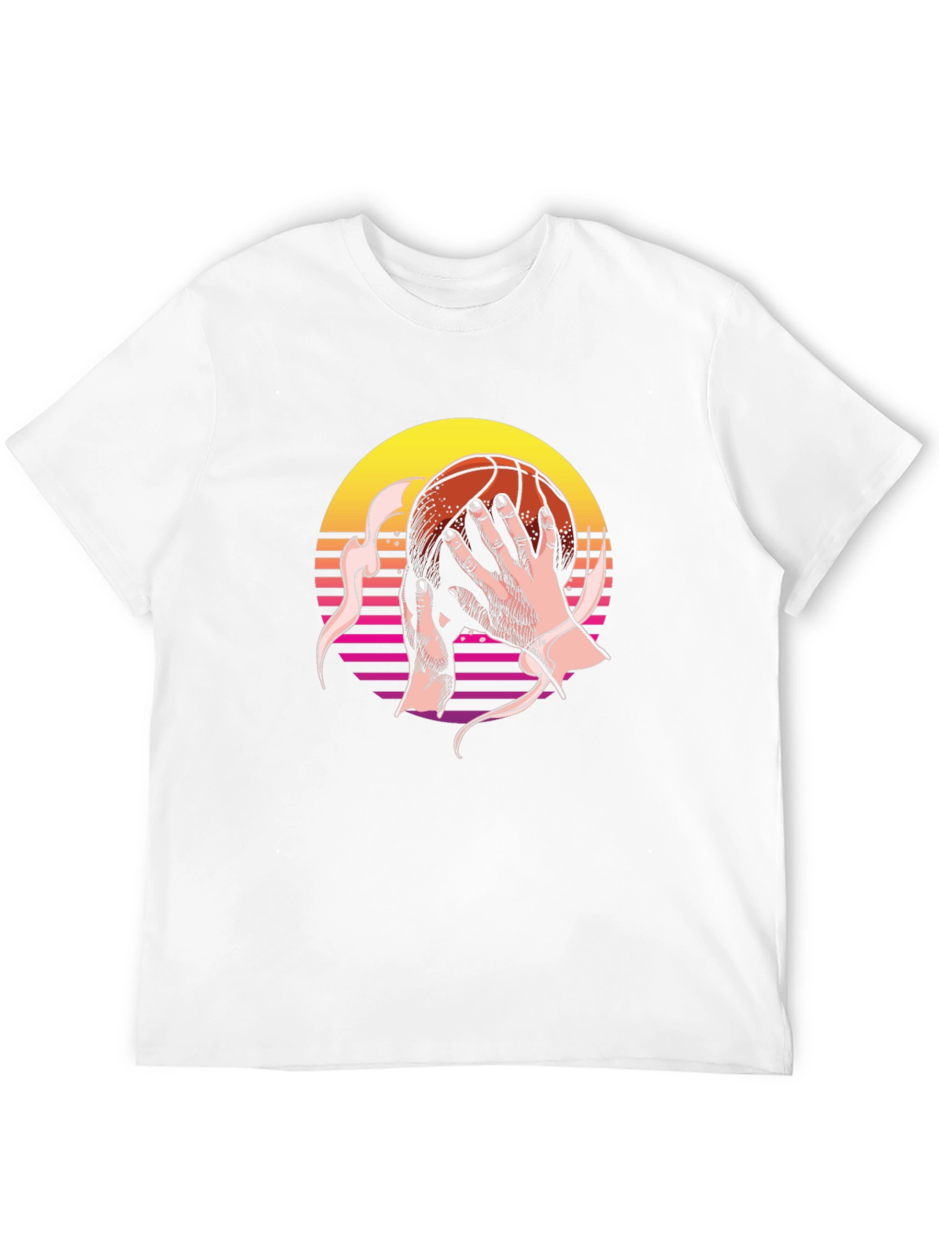 Retro Sunset Basketball Graphic Tee - Stylish Comfort