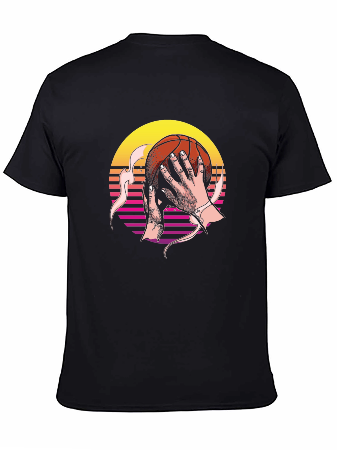 Retro Sunset Basketball Graphic Tee - Stylish Comfort