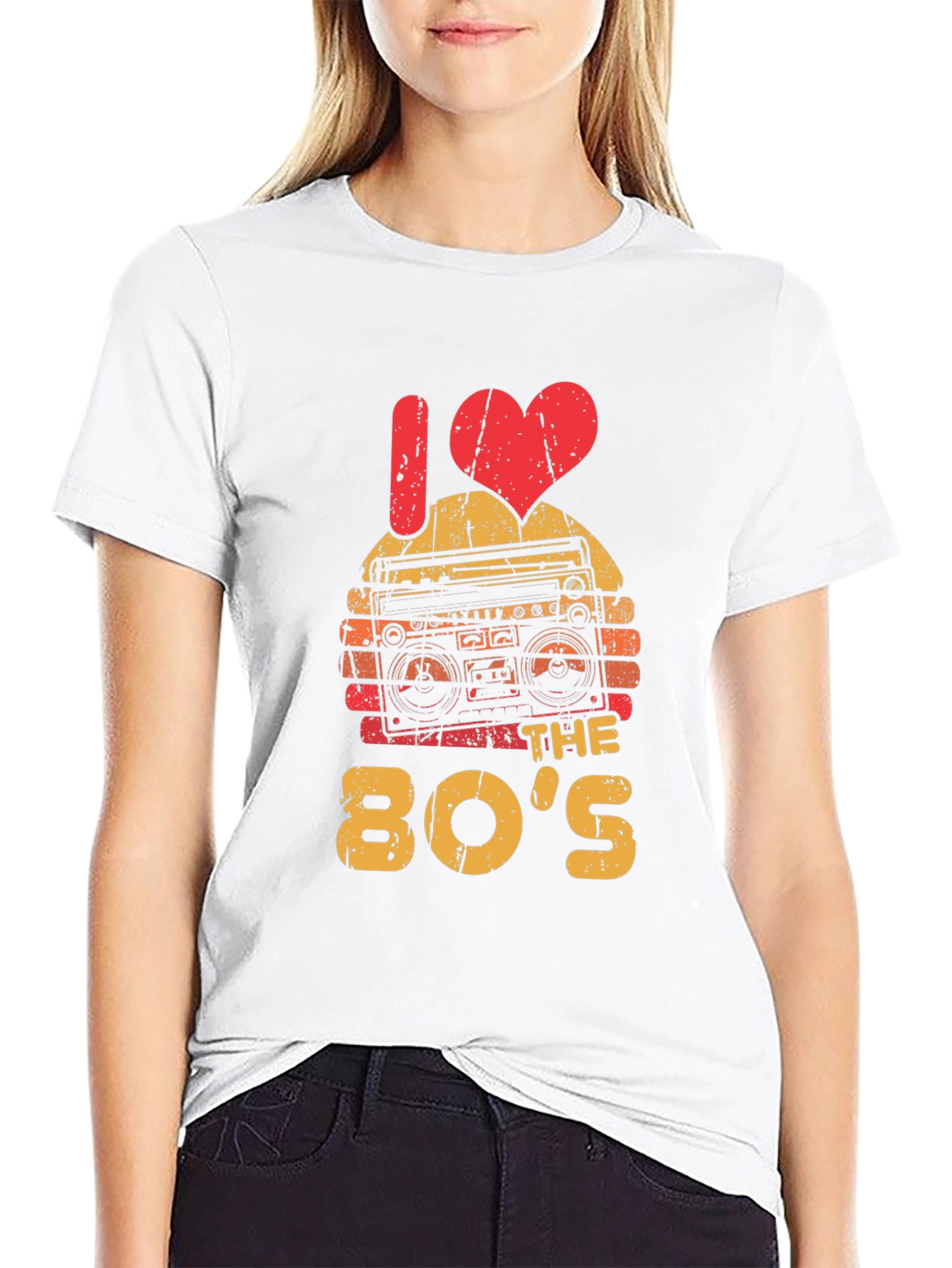I Love the 80s Retro Boombox Graphic T-Shirt
