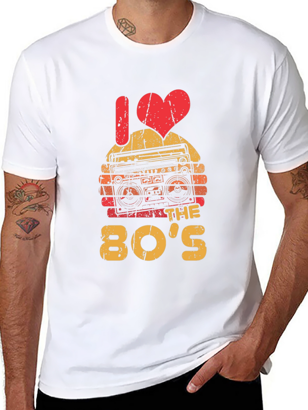 I Love the 80s Retro Boombox Graphic T-Shirt