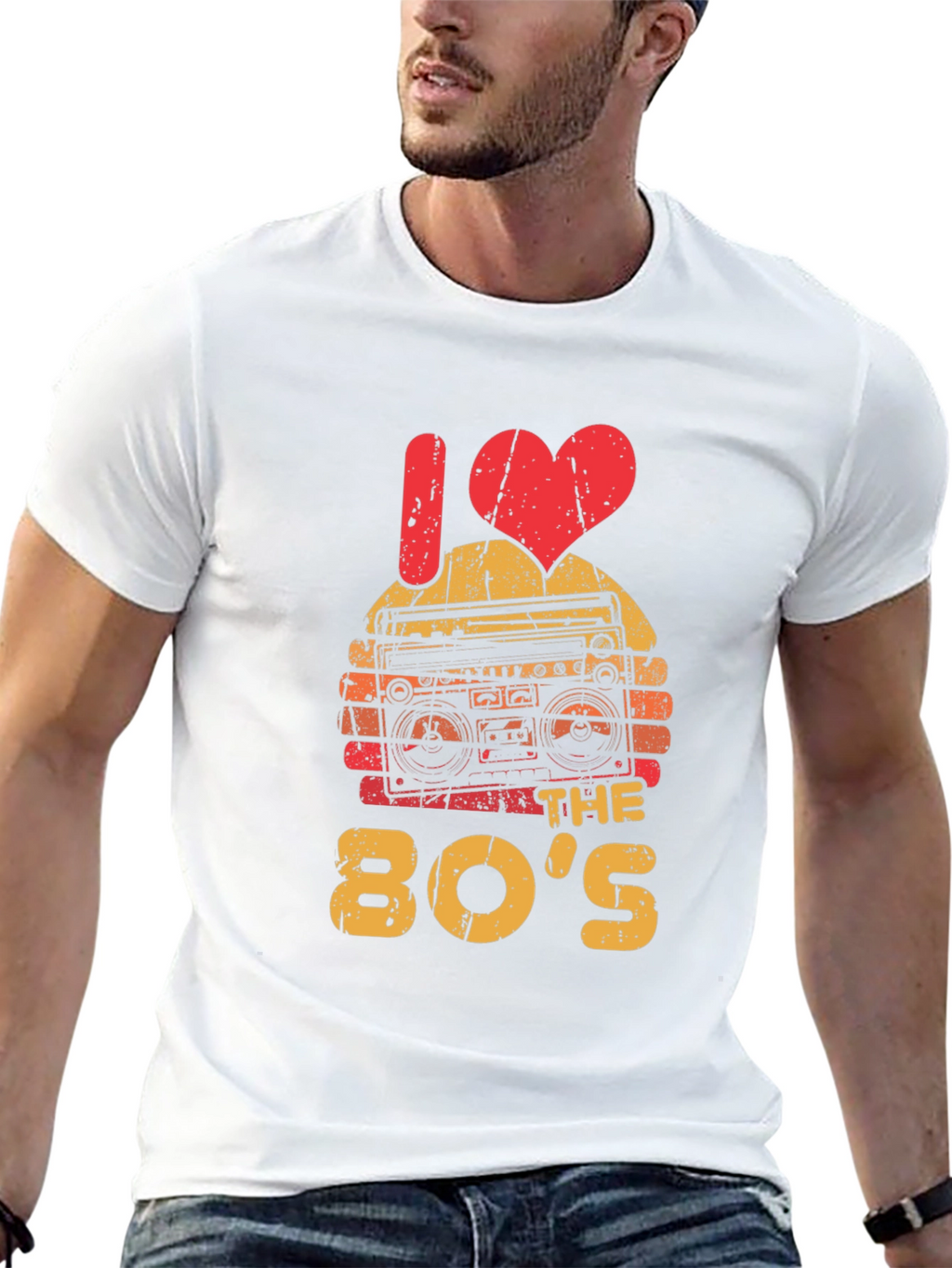 I Love the 80s Retro Boombox Graphic T-Shirt