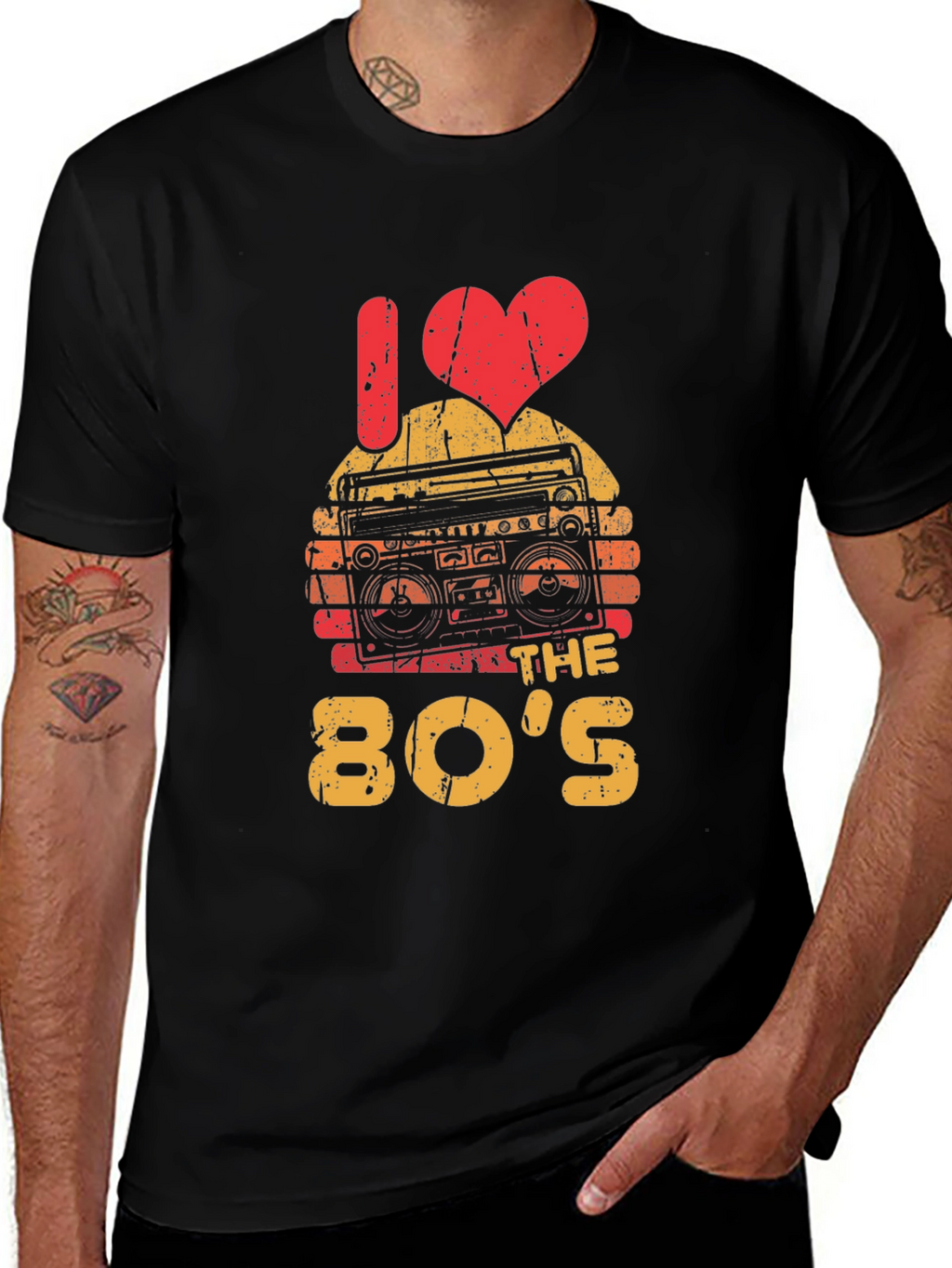 I Love the 80s Retro Boombox Graphic T-Shirt