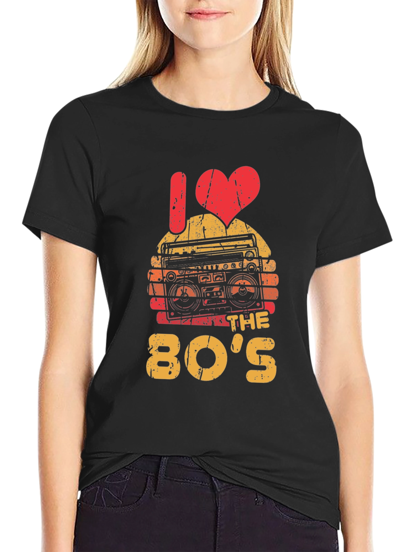 I Love the 80s Retro Boombox Graphic T-Shirt