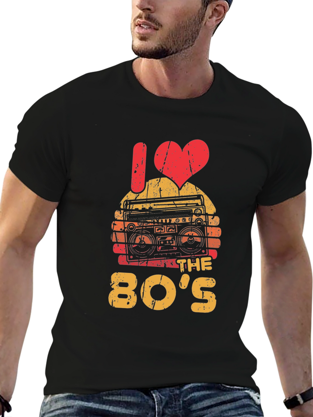 I Love the 80s Retro Boombox Graphic T-Shirt
