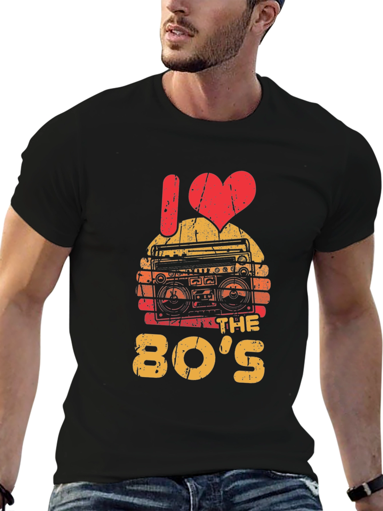 I Love the 80s Retro Boombox Graphic T-Shirt