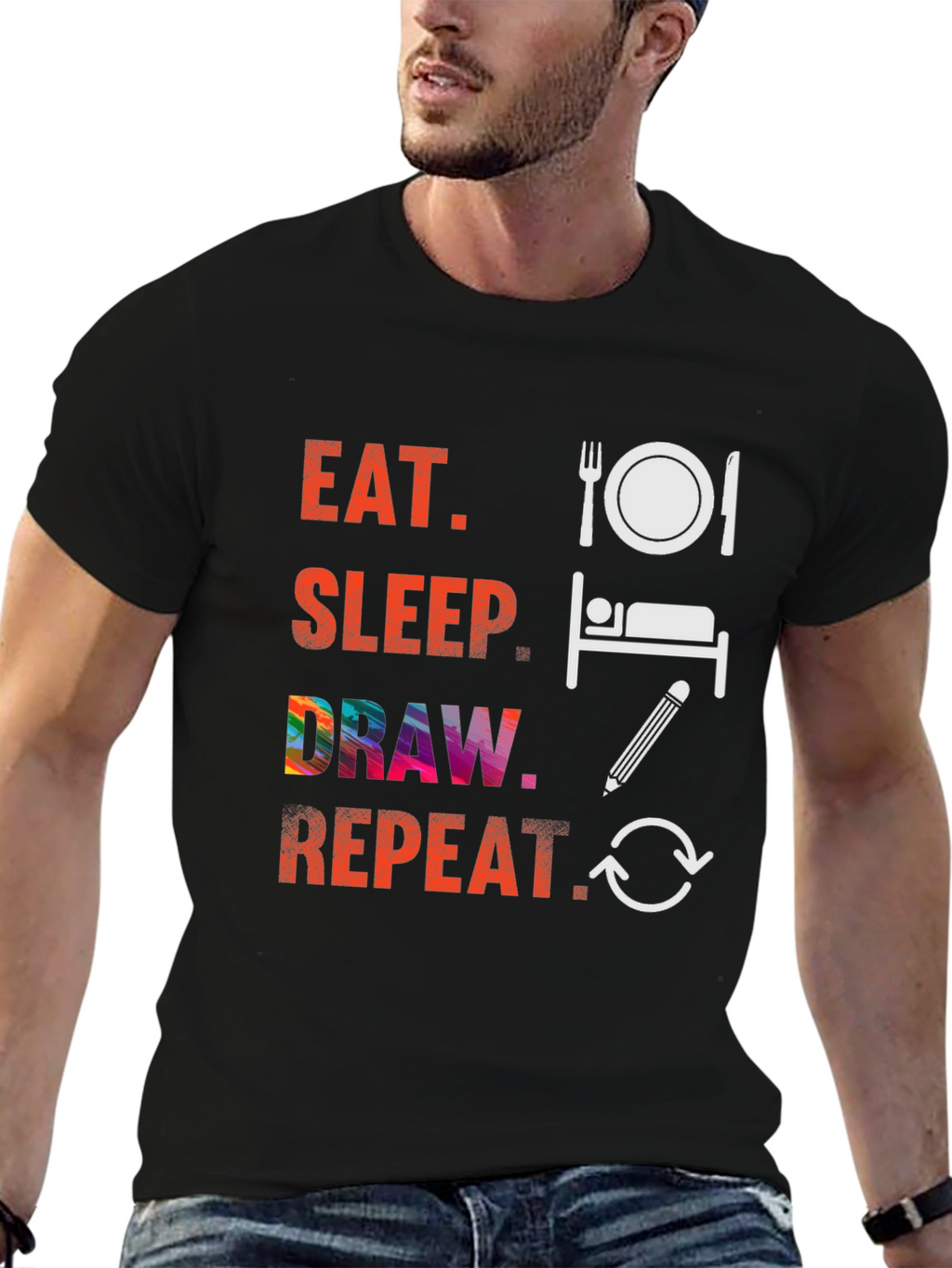 Eat Sleep Draw Repeat Graphic Tee