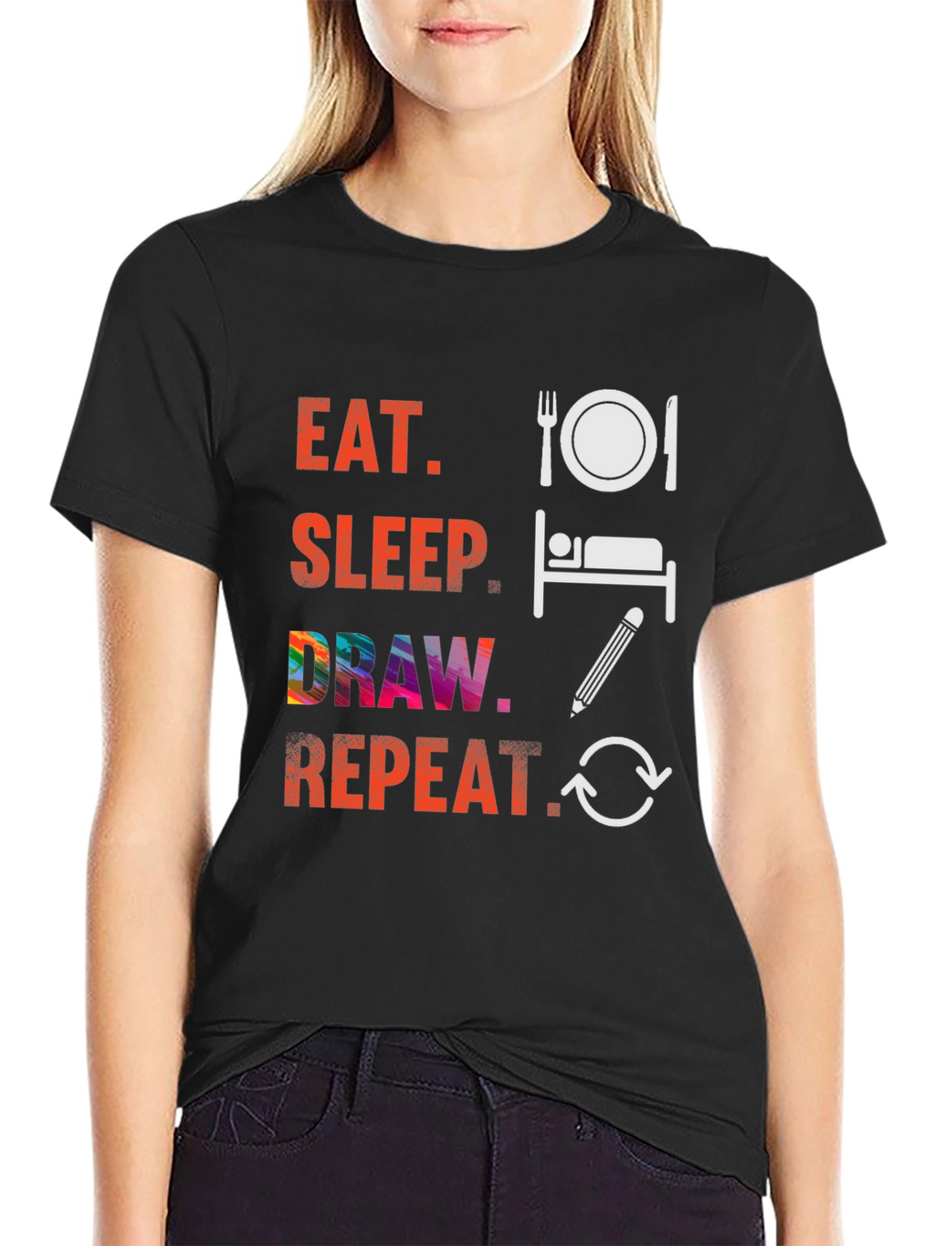 Eat Sleep Draw Repeat Graphic Tee