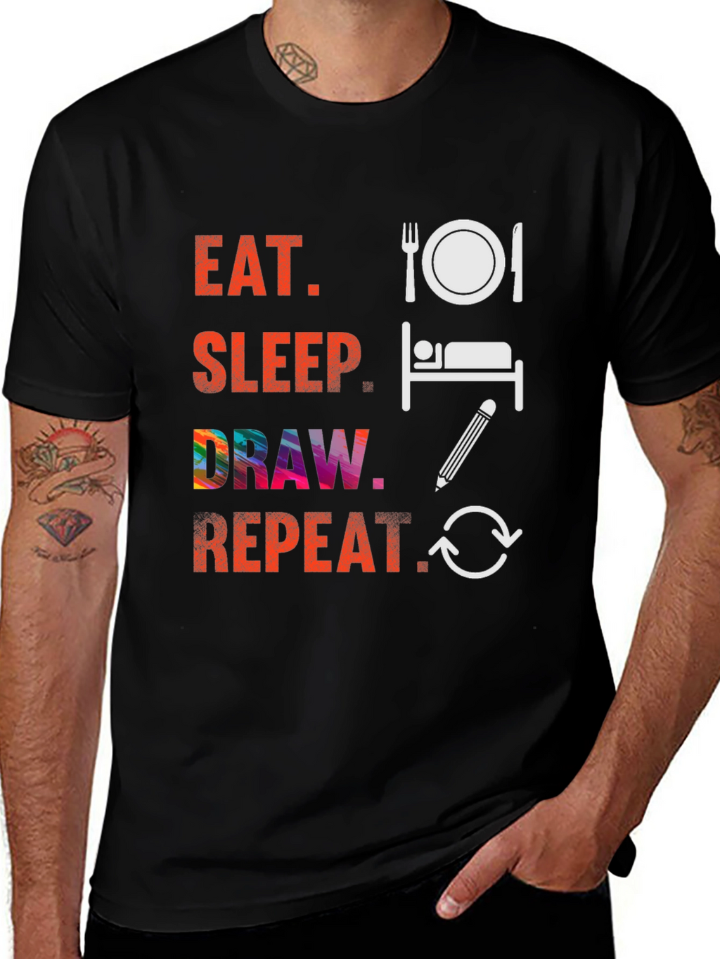Eat Sleep Draw Repeat Graphic Tee