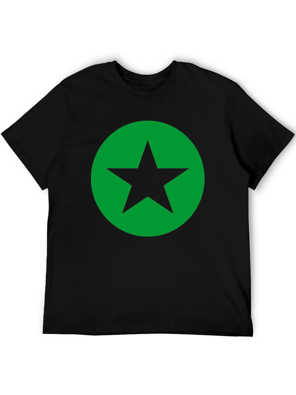 Black T-Shirt with Green Star Circle Graphic