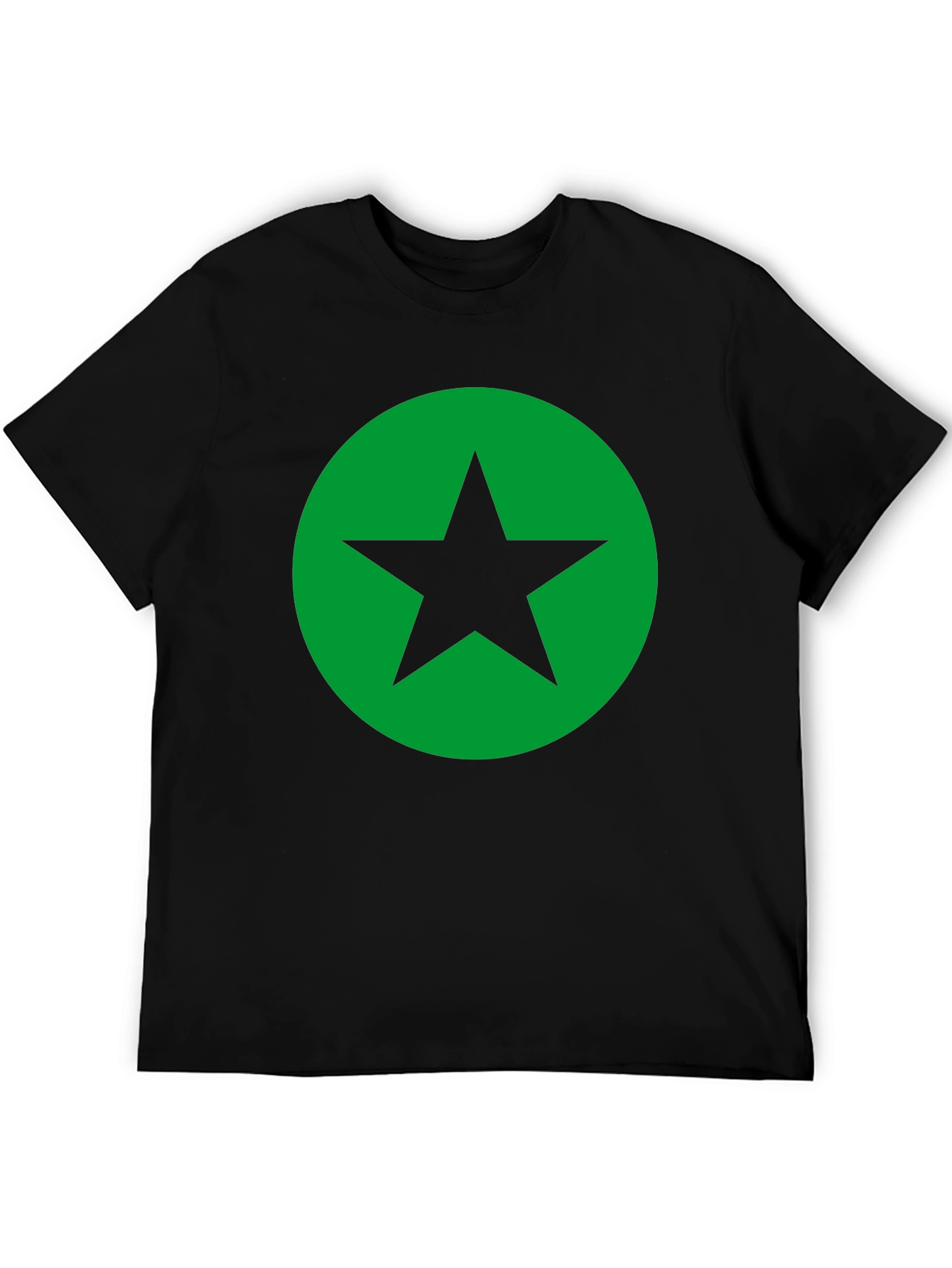 Black T-Shirt with Green Star Circle Graphic