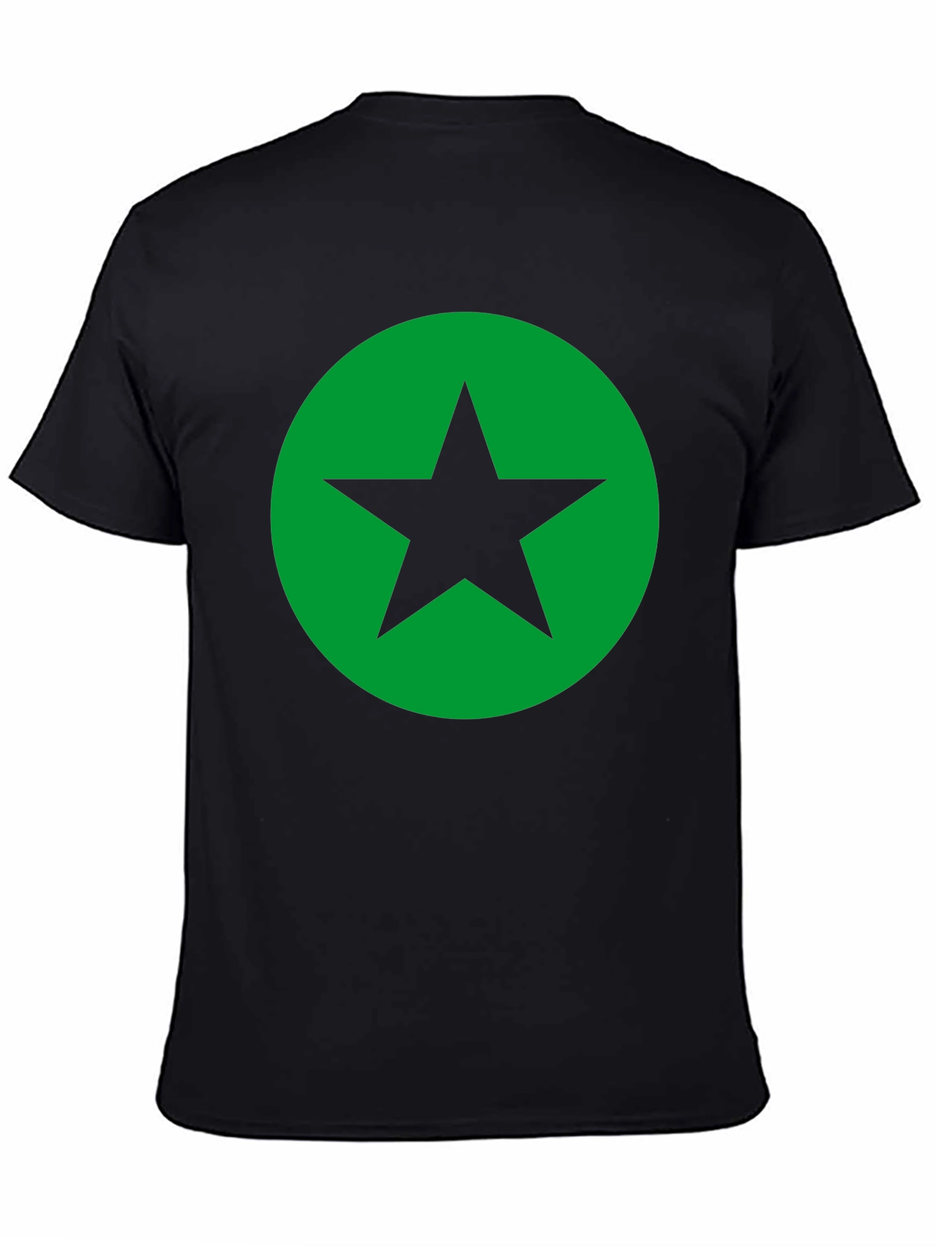 Black T-Shirt with Green Star Circle Graphic