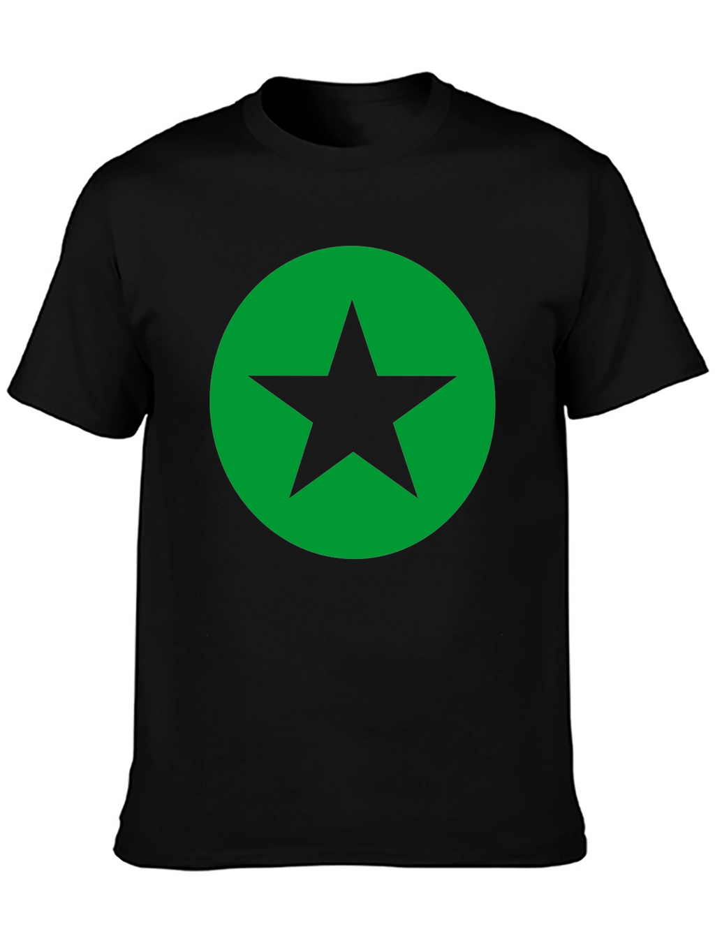 Black T-Shirt with Green Star Circle Graphic