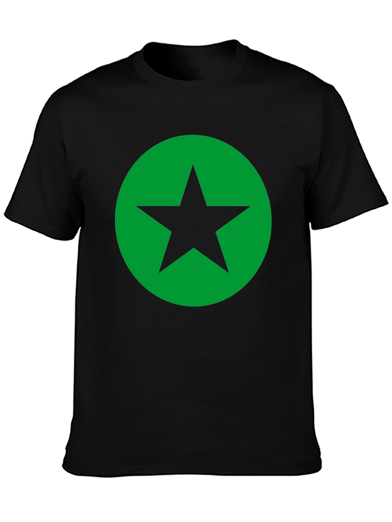 Black T-Shirt with Green Star Circle Graphic