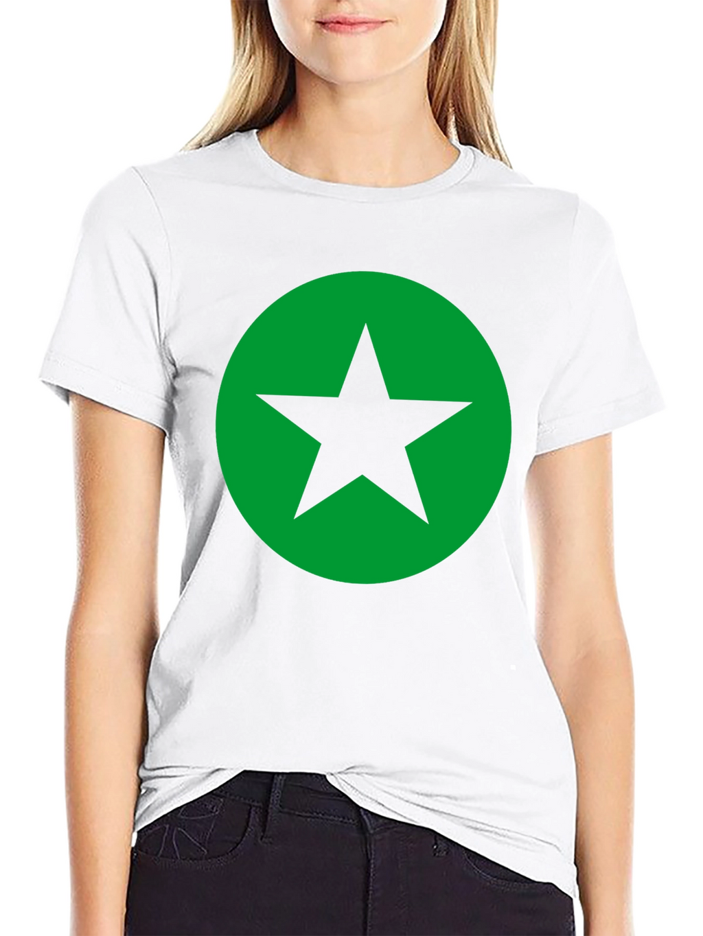 Black T-Shirt with Green Star Circle Graphic