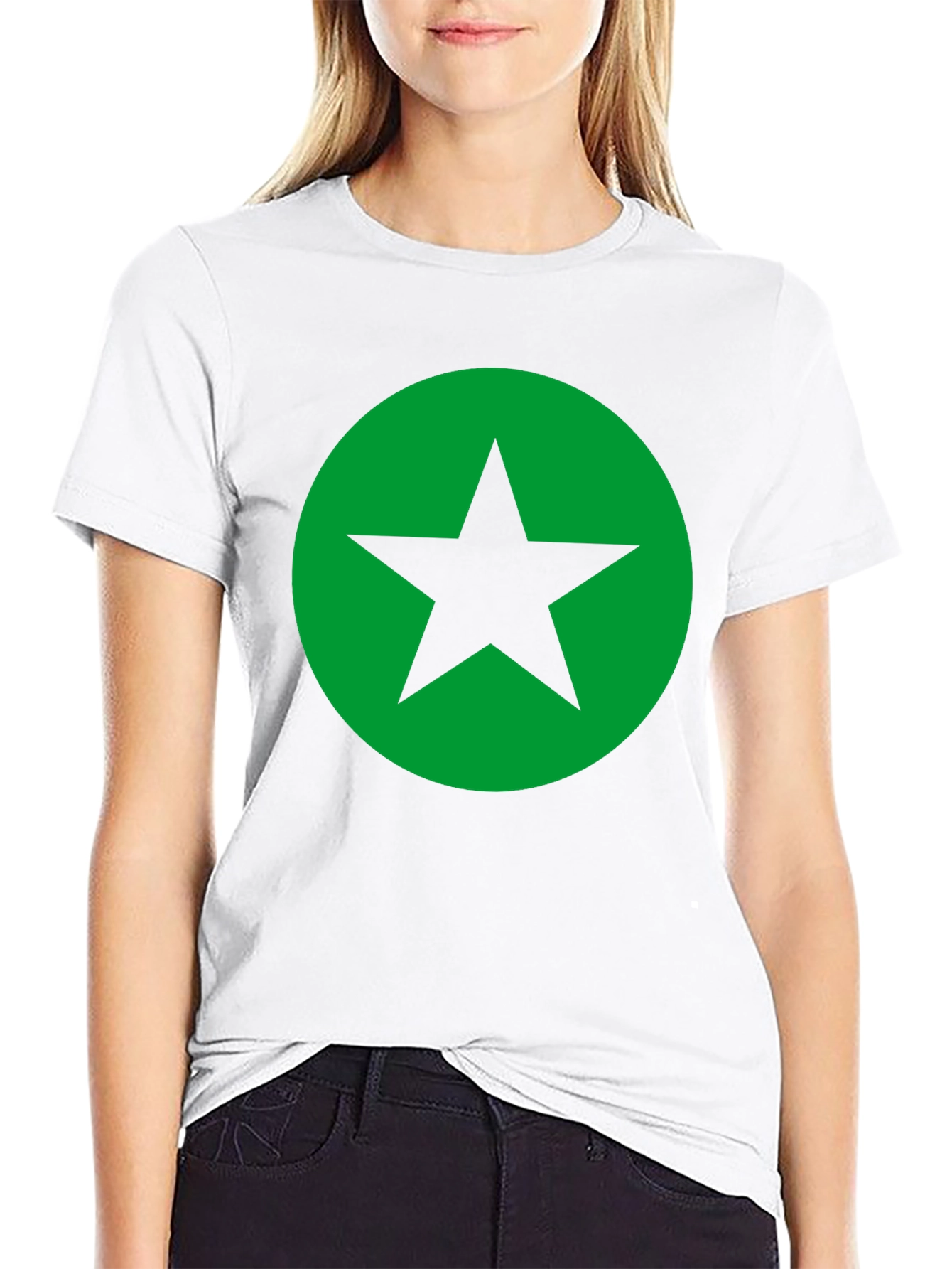 Black T-Shirt with Green Star Circle Graphic