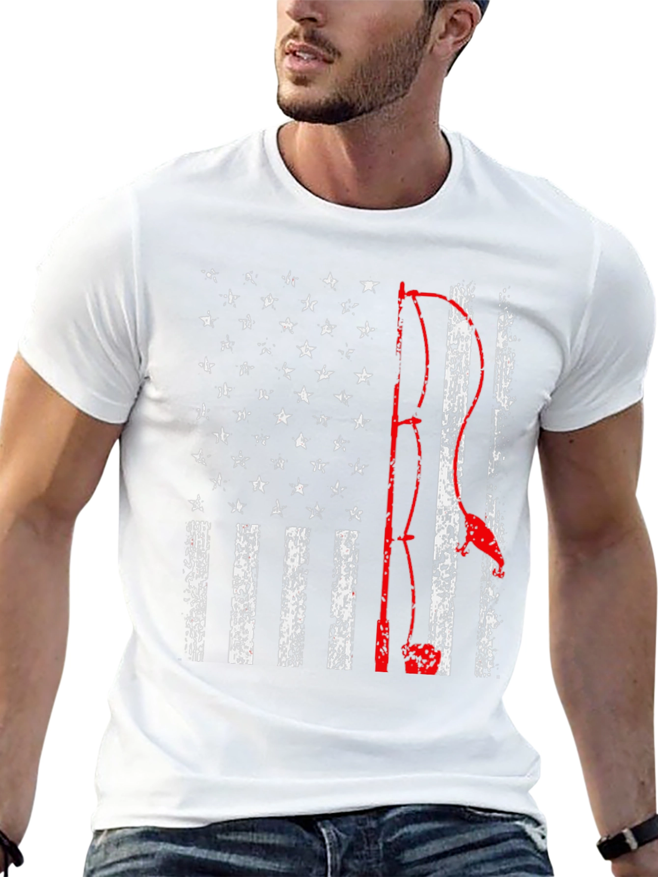 Fishing American Flag Graphic Tee